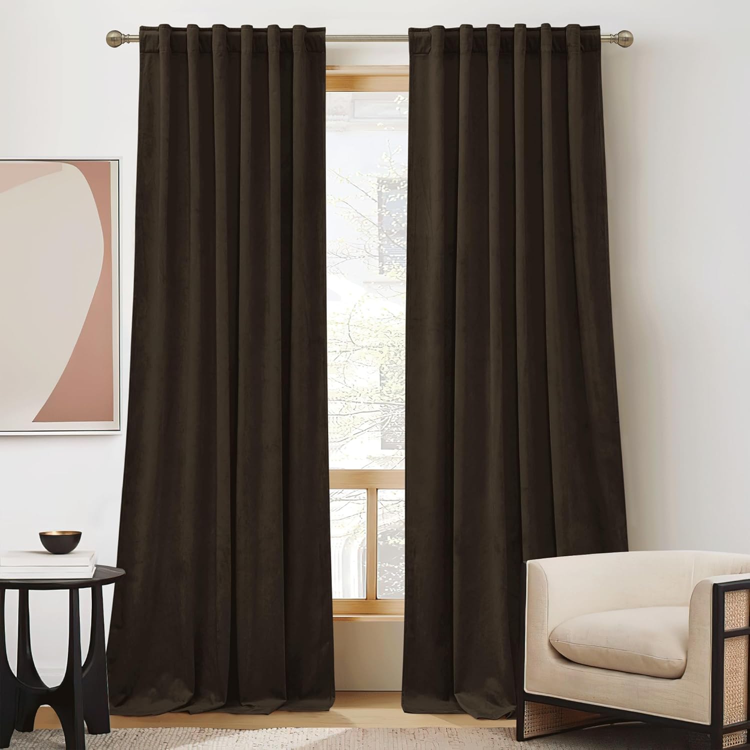 RYB HOME Velvet Curtains 96 inches - Blackout Curtains for Living Room,Thermal Insulated Noise Reducing Panels Luxury Vertical Sense Window Decor for Party Backdrops, Navy Blue, W52 x L96, 2 Panels