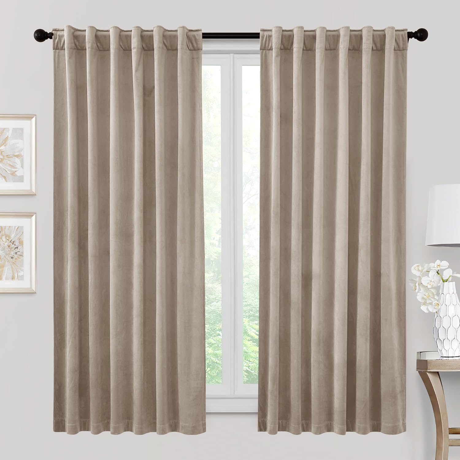 RYB HOME Velvet Curtains 96 inches - Blackout Curtains for Living Room,Thermal Insulated Noise Reducing Panels Luxury Vertical Sense Window Decor for Party Backdrops, Navy Blue, W52 x L96, 2 Panels