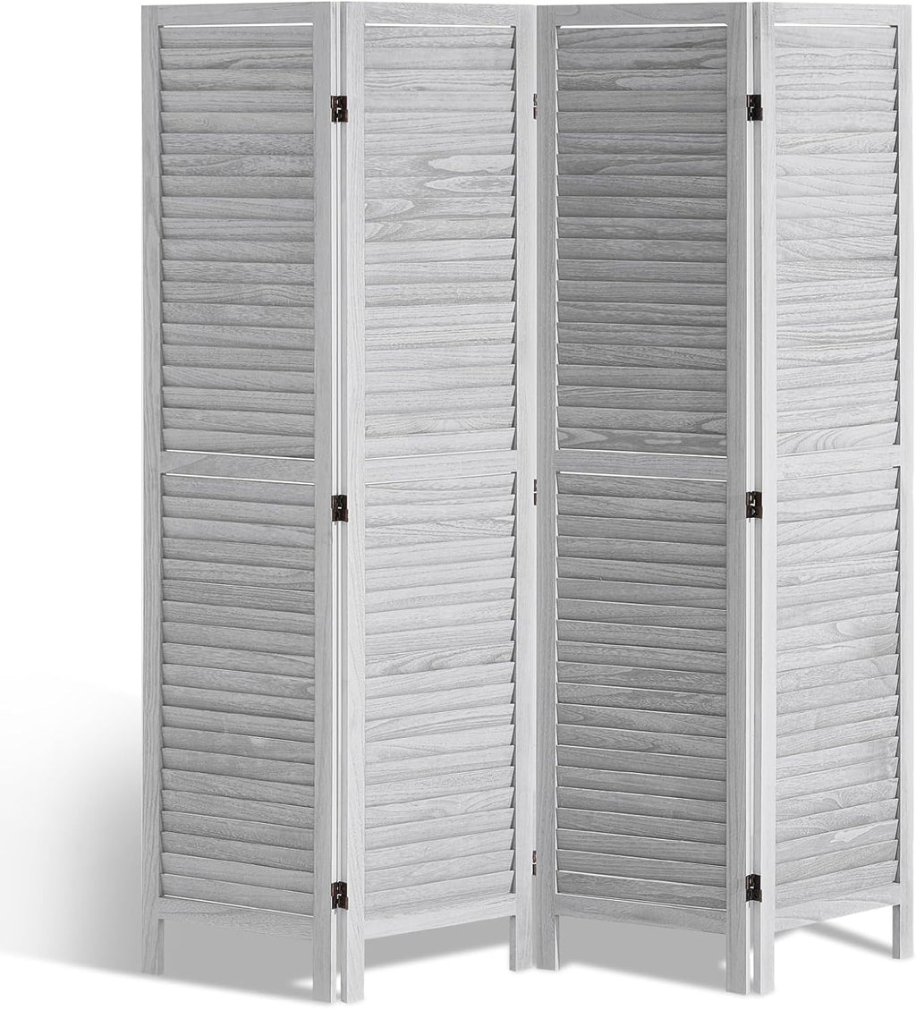 VEVOR Wood Room Divider, 8 Panel Wood Folding Privacy Screen, 66.9 Inches Tall Indoor Louvered Wooden Partition, Portable Decoration Screen, for Room Separation, Home, Office, Restaurant & Bedroom