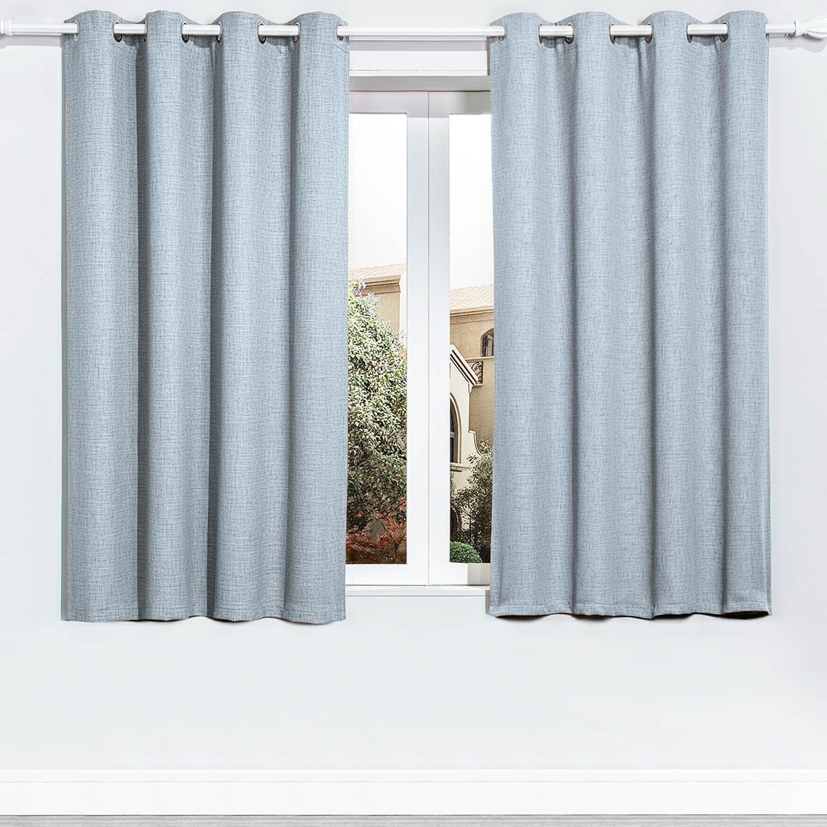 LA PALMA 100% Blackout Grommet Curtains – Ultimate Light Blocking Privacy Drapes for Bedroom Living Room – Durable Window Treatment 2 Panels in 1 Set