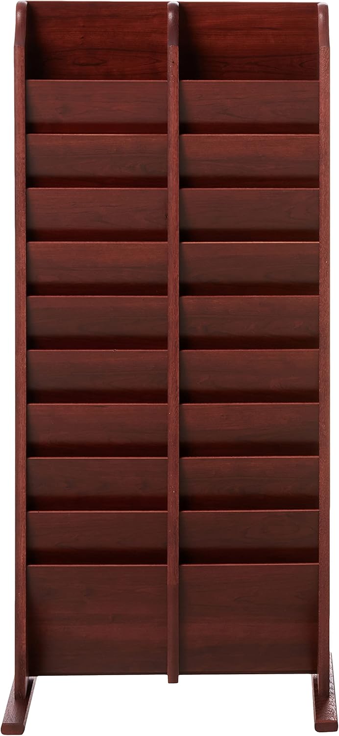 Wooden Mallet 20 Pocket Cascade Free-Standing Rack Magazine Holder, Mahogany (MR20-FSMH)