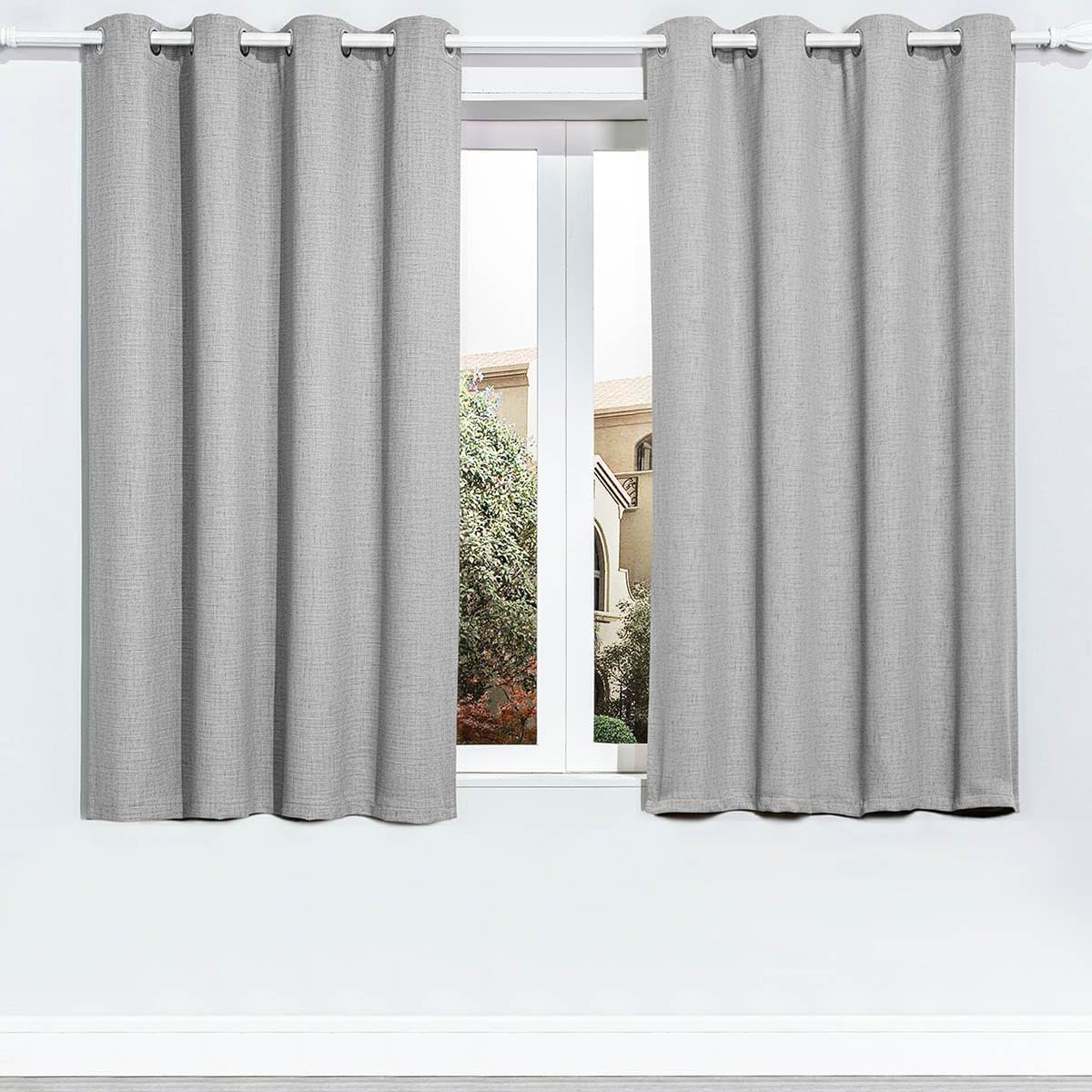 LA PALMA 100% Blackout Grommet Curtains – Ultimate Light Blocking Privacy Drapes for Bedroom Living Room – Durable Window Treatment 2 Panels in 1 Set