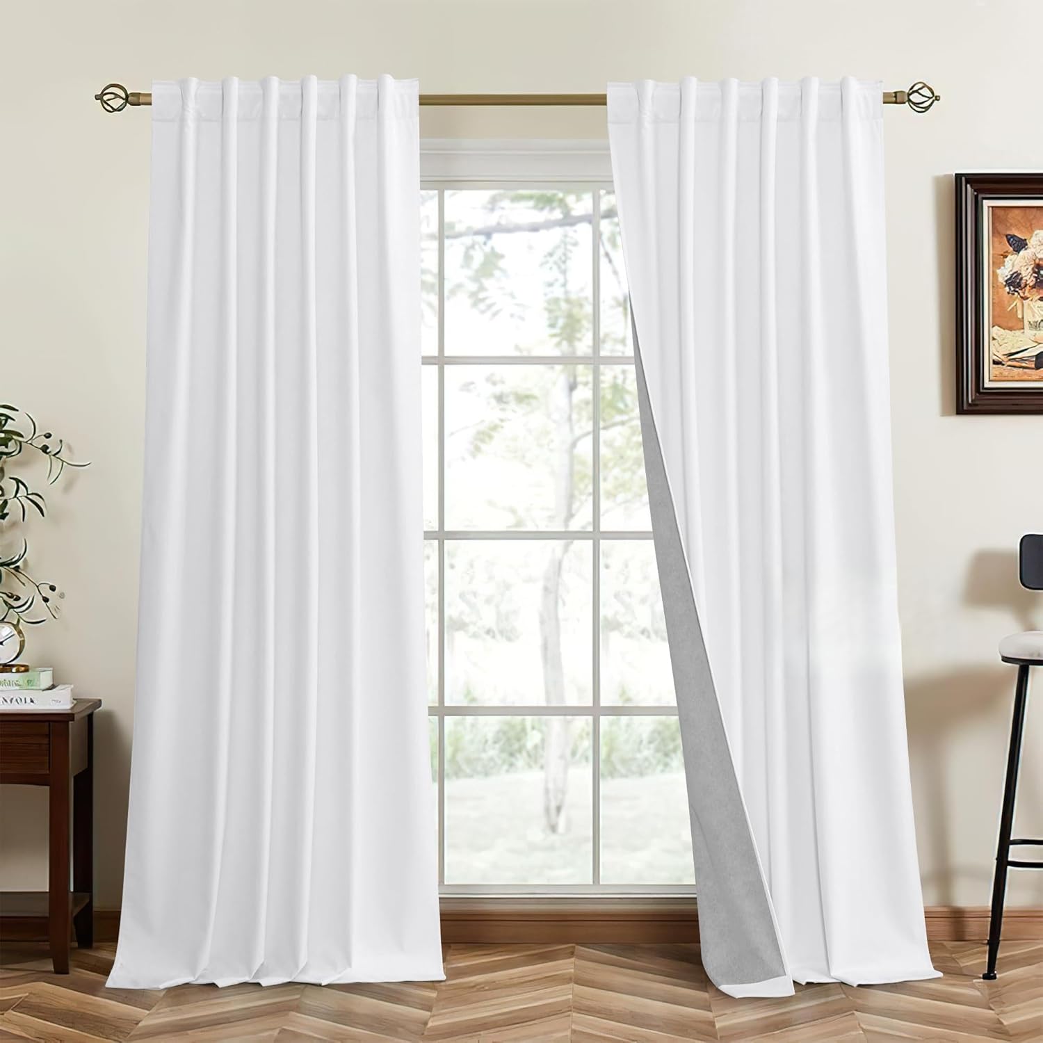 RYB HOME Velvet Curtains 96 inches - Blackout Curtains for Living Room,Thermal Insulated Noise Reducing Panels Luxury Vertical Sense Window Decor for Party Backdrops, Navy Blue, W52 x L96, 2 Panels