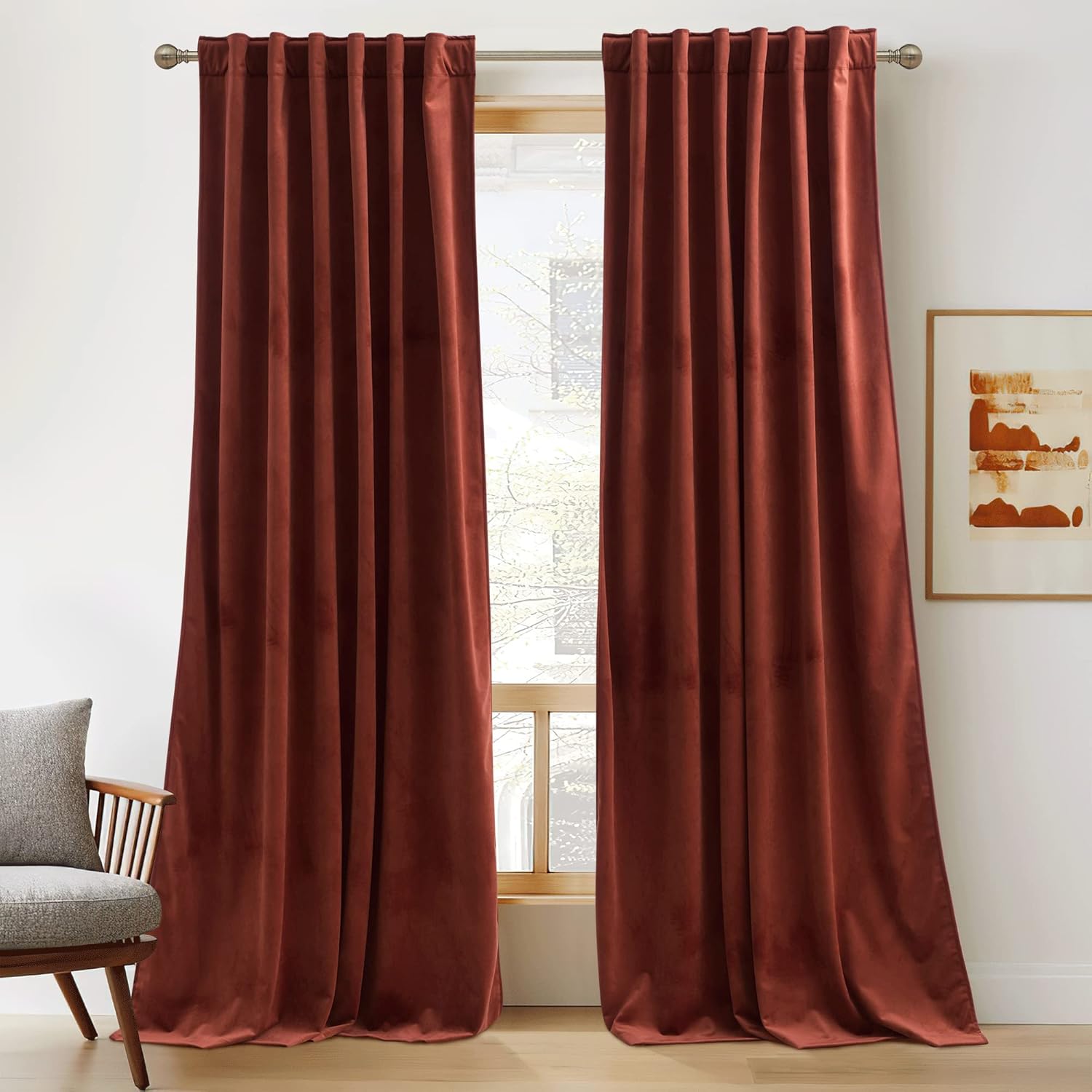 RYB HOME Velvet Curtains 96 inches - Blackout Curtains for Living Room,Thermal Insulated Noise Reducing Panels Luxury Vertical Sense Window Decor for Party Backdrops, Navy Blue, W52 x L96, 2 Panels