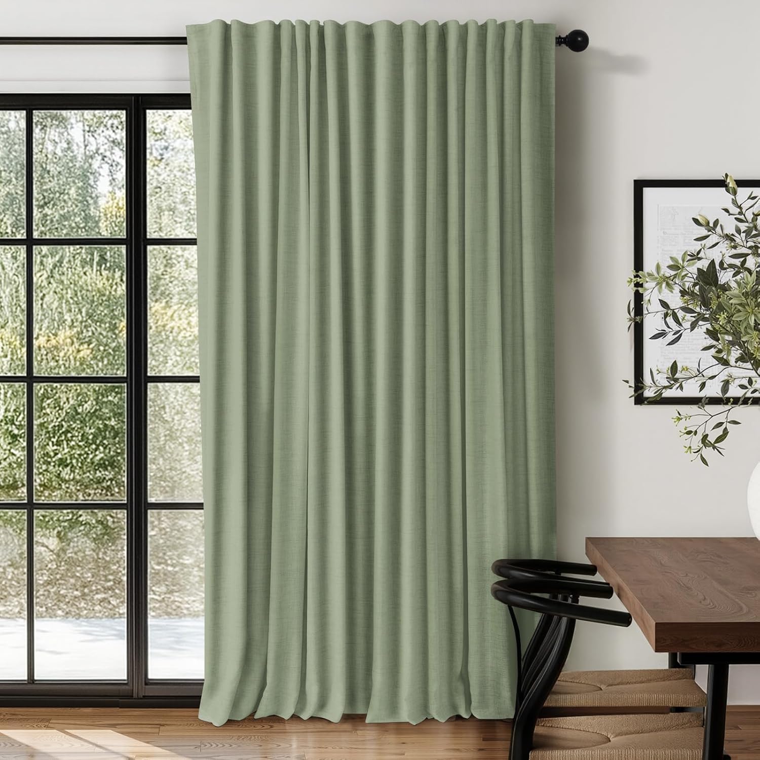 100% Blackout Shield Linen Blackout Curtains for Bedroom 84 Inches Long, Back Tab/Rod Pocket Living Room Drapes, Thermal Insulated Blackout Curtains 2 Panels Set, 50" W x 84" L, Cream
