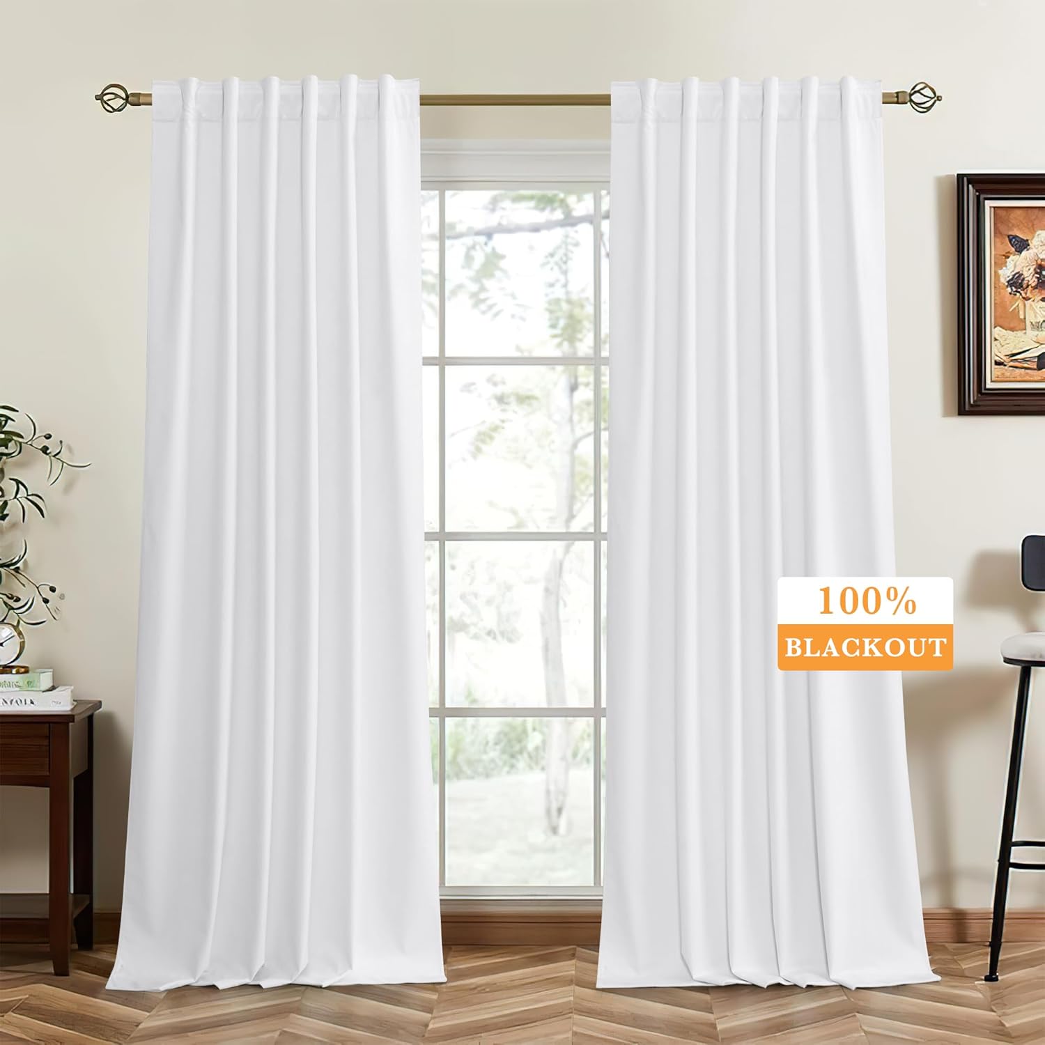RYB HOME Velvet Curtains 96 inches - Blackout Curtains for Living Room,Thermal Insulated Noise Reducing Panels Luxury Vertical Sense Window Decor for Party Backdrops, Navy Blue, W52 x L96, 2 Panels