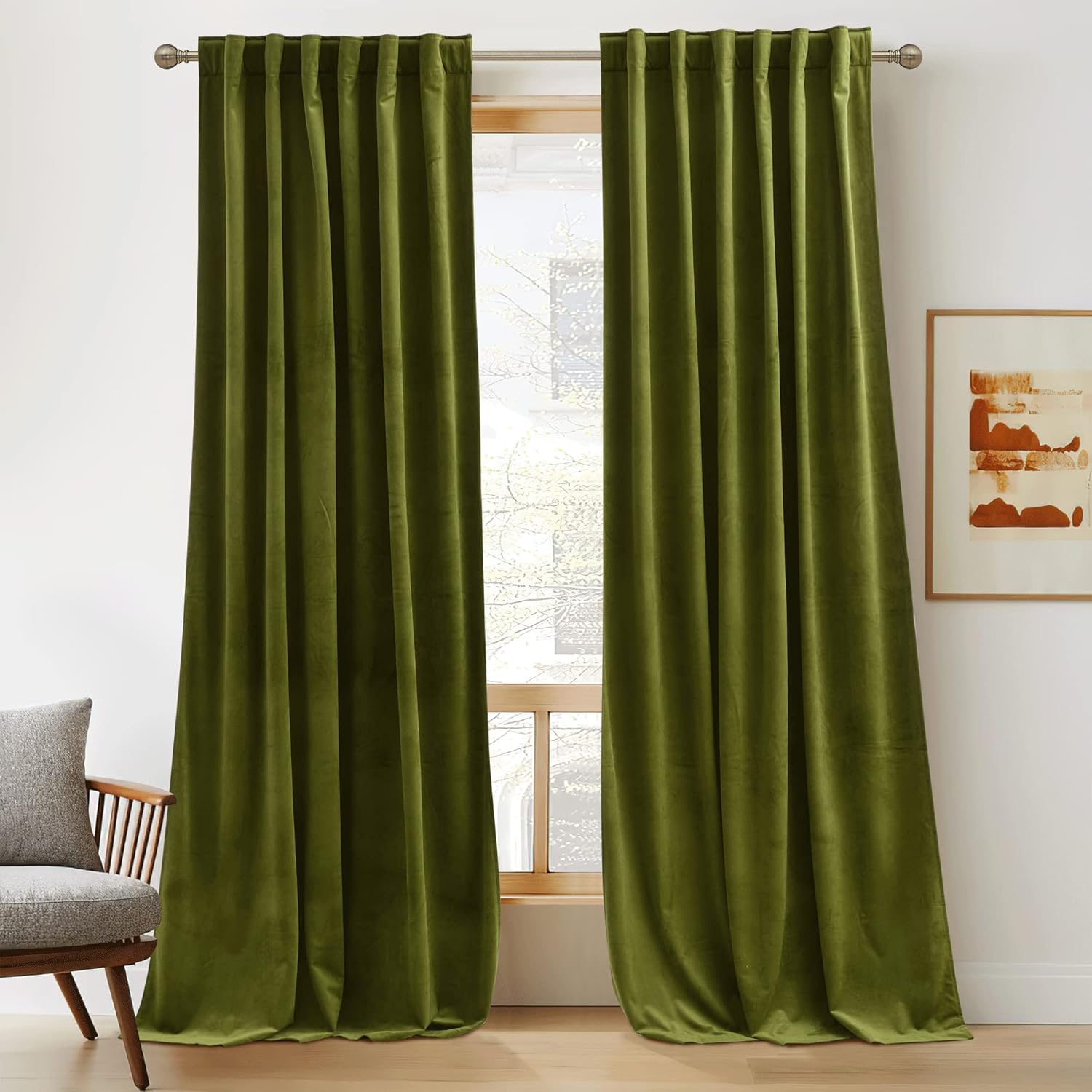RYB HOME Velvet Curtains 96 inches - Blackout Curtains for Living Room,Thermal Insulated Noise Reducing Panels Luxury Vertical Sense Window Decor for Party Backdrops, Navy Blue, W52 x L96, 2 Panels
