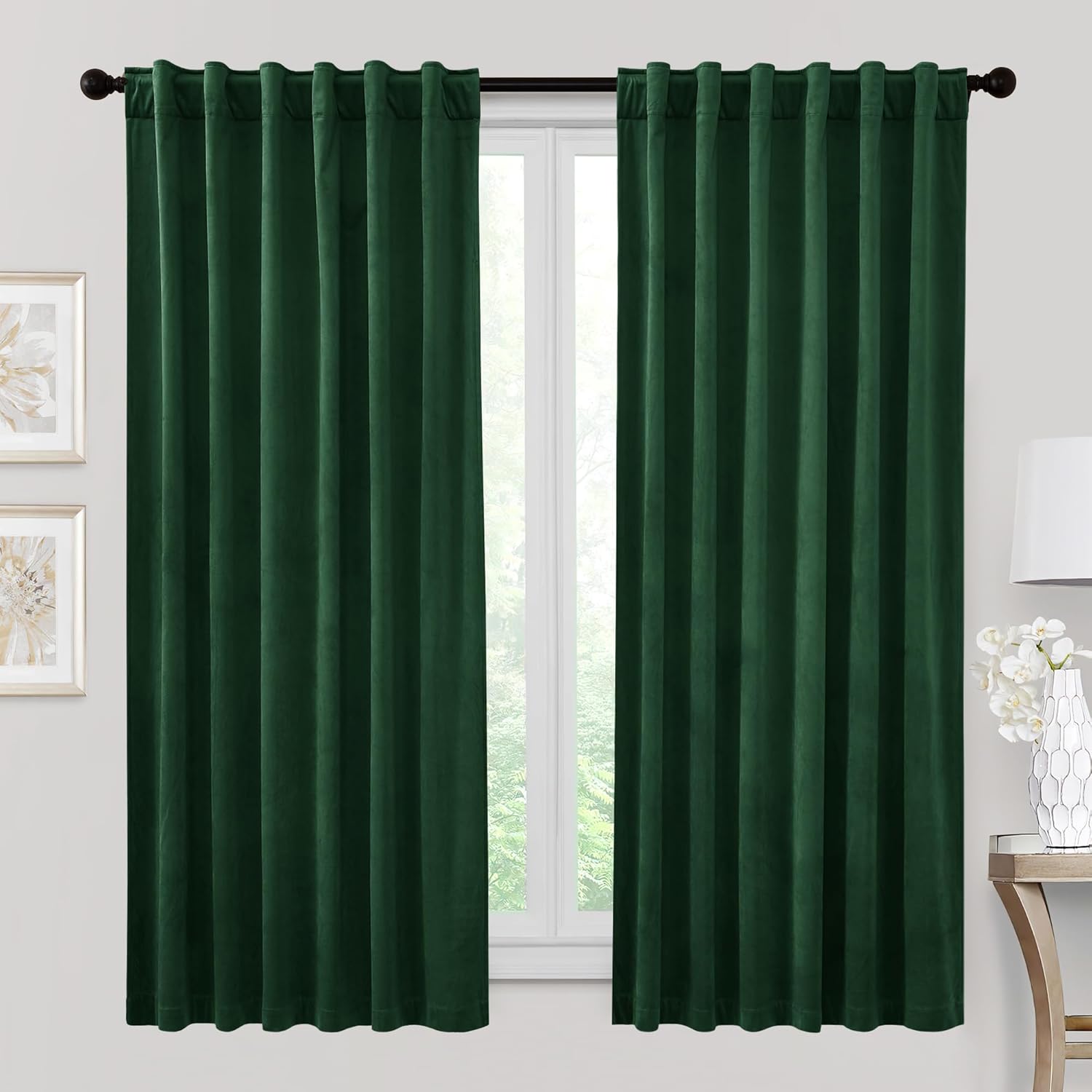 RYB HOME Velvet Curtains 96 inches - Blackout Curtains for Living Room,Thermal Insulated Noise Reducing Panels Luxury Vertical Sense Window Decor for Party Backdrops, Navy Blue, W52 x L96, 2 Panels