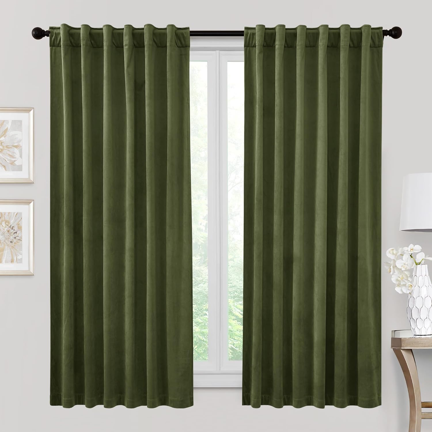 RYB HOME Velvet Curtains 96 inches - Blackout Curtains for Living Room,Thermal Insulated Noise Reducing Panels Luxury Vertical Sense Window Decor for Party Backdrops, Navy Blue, W52 x L96, 2 Panels
