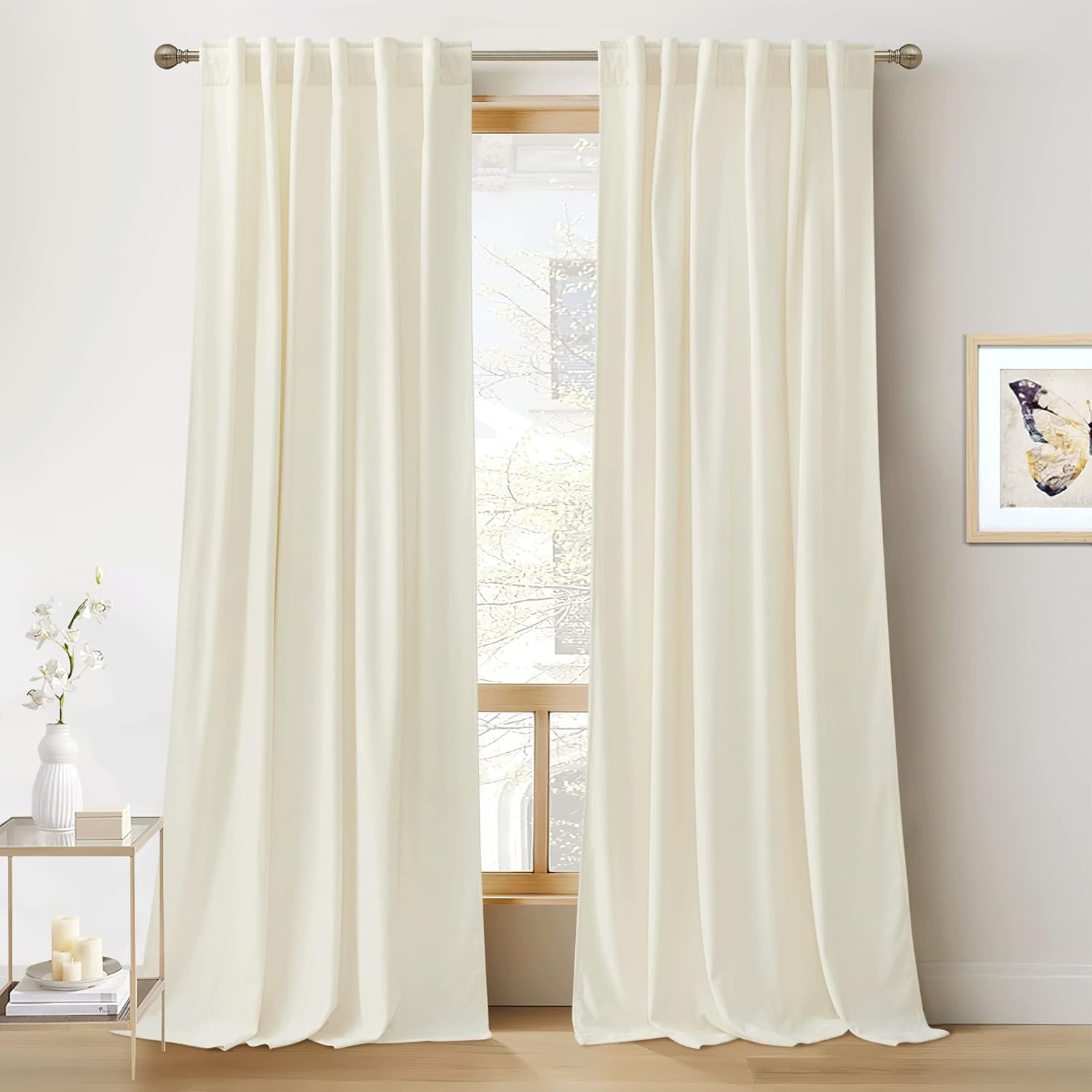RYB HOME Velvet Curtains 96 inches - Blackout Curtains for Living Room,Thermal Insulated Noise Reducing Panels Luxury Vertical Sense Window Decor for Party Backdrops, Navy Blue, W52 x L96, 2 Panels