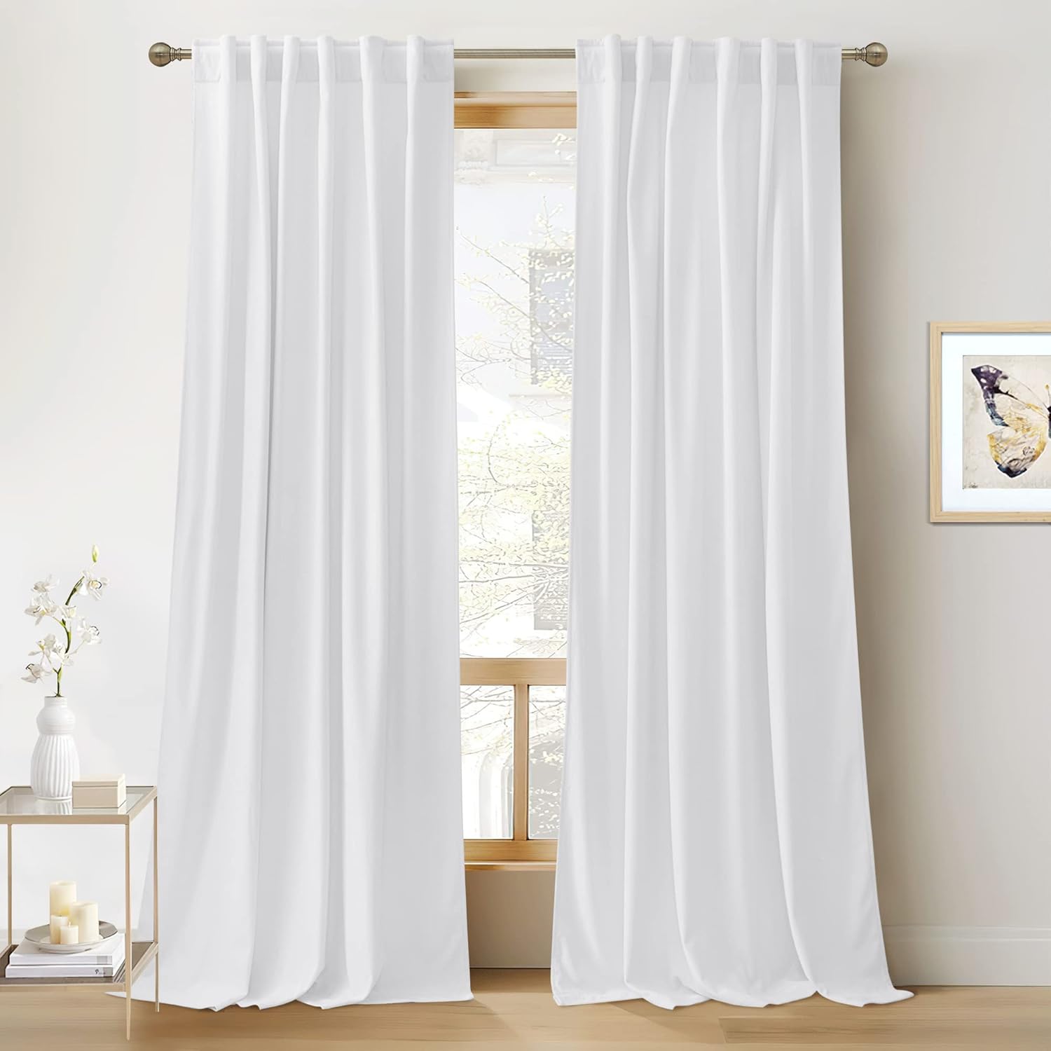 RYB HOME Velvet Curtains 96 inches - Blackout Curtains for Living Room,Thermal Insulated Noise Reducing Panels Luxury Vertical Sense Window Decor for Party Backdrops, Navy Blue, W52 x L96, 2 Panels