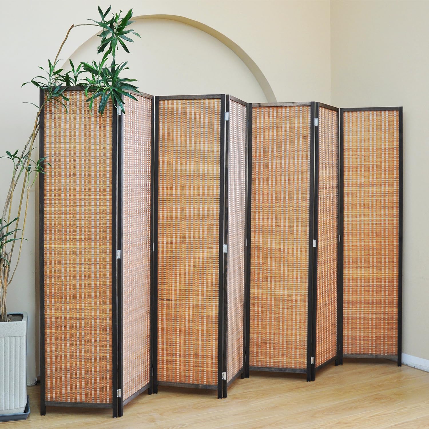 6 Panel Room Divider and Folding Screen Room Divider,Bamboo Room Divider for Room Separation,67" H x 92.1" W