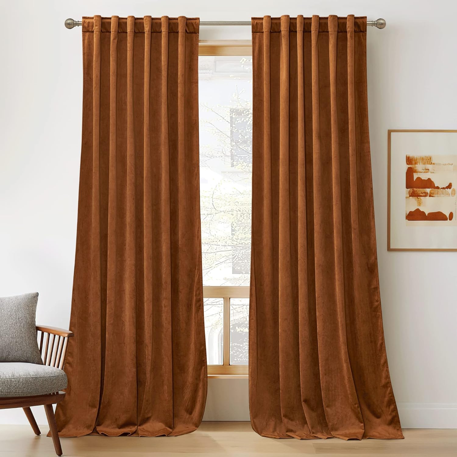 RYB HOME Velvet Curtains 96 inches - Blackout Curtains for Living Room,Thermal Insulated Noise Reducing Panels Luxury Vertical Sense Window Decor for Party Backdrops, Navy Blue, W52 x L96, 2 Panels