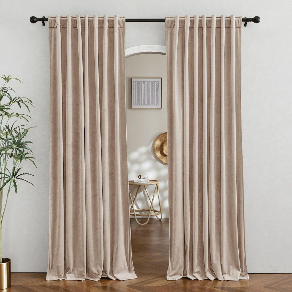 RYB HOME Velvet Curtains 96 inches - Blackout Curtains for Living Room,Thermal Insulated Noise Reducing Panels Luxury Vertical Sense Window Decor for Party Backdrops, Navy Blue, W52 x L96, 2 Panels