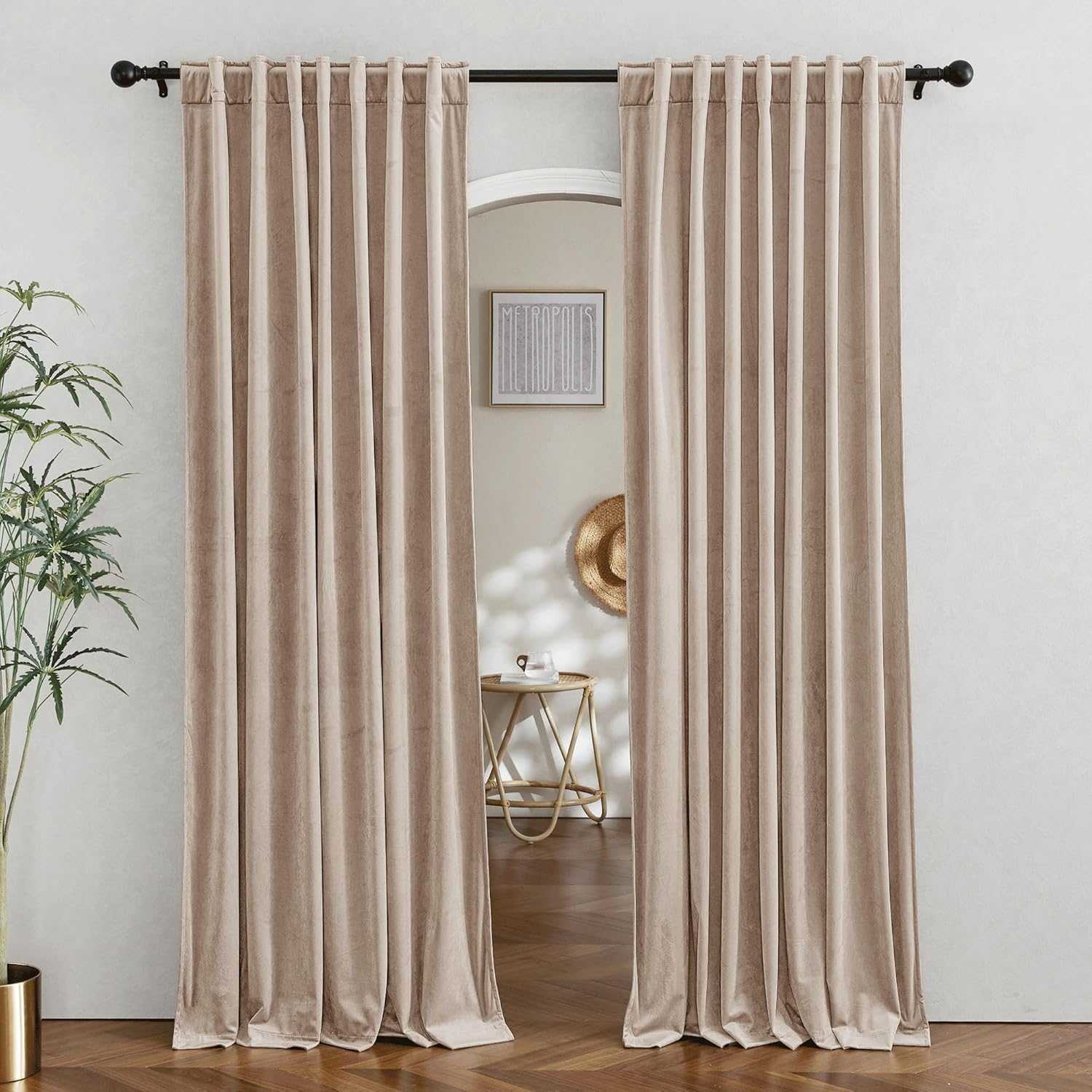 RYB HOME Velvet Curtains 96 inches - Blackout Curtains for Living Room,Thermal Insulated Noise Reducing Panels Luxury Vertical Sense Window Decor for Party Backdrops, Navy Blue, W52 x L96, 2 Panels