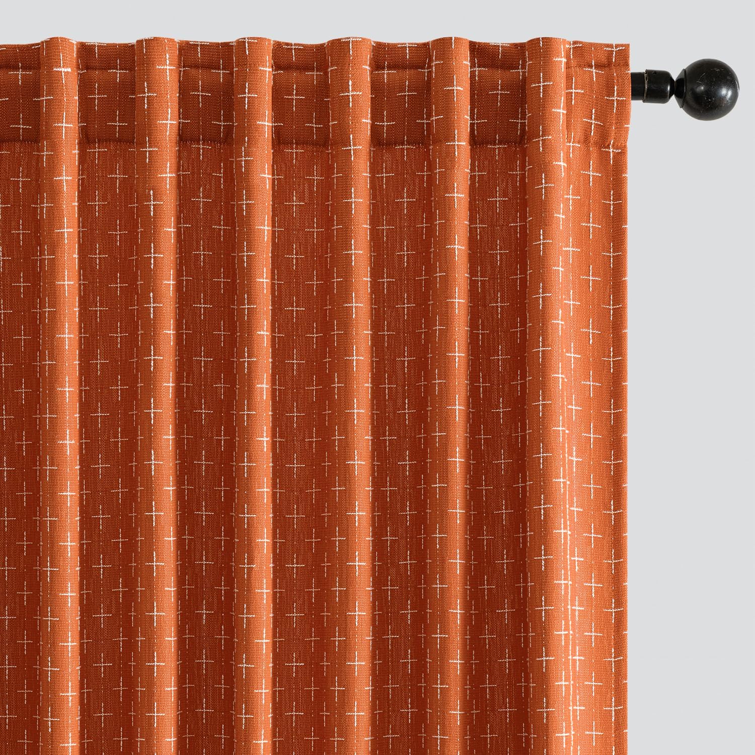 MIULEE Decorative Back Tab Linen Curtains with Geometric Pattern for Living Room Bedroom Farmhouse Rustic Thick Woven Textured Patterned Mudcloth Drapes 90 Inch Long 2 Panels Set, Olive Green