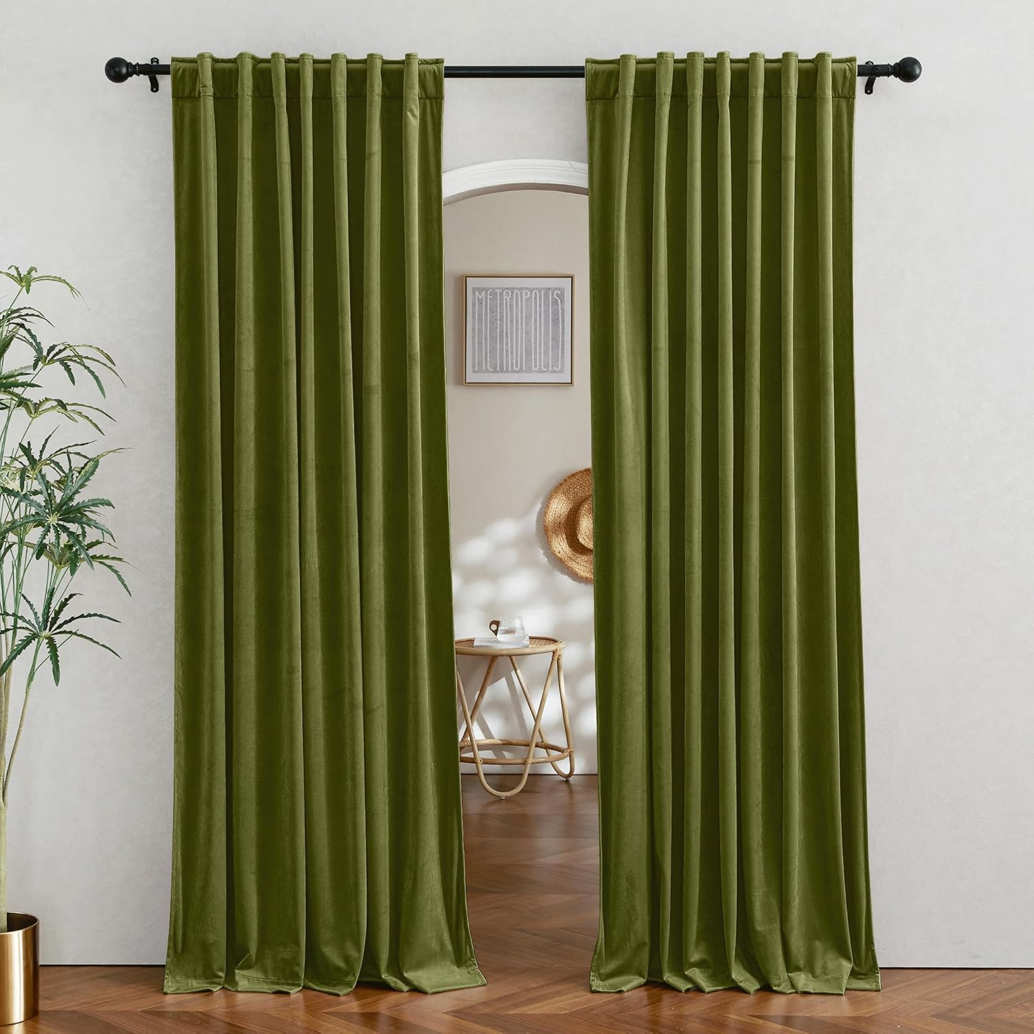 RYB HOME Velvet Curtains 96 inches - Blackout Curtains for Living Room,Thermal Insulated Noise Reducing Panels Luxury Vertical Sense Window Decor for Party Backdrops, Navy Blue, W52 x L96, 2 Panels