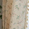ENJOYBRIDAL Floral Bedroom Curtains 84 Inch Length 2 Panels Set Farmhouse Semi Sheer Living Room Drapes Cotton Linen Blend Bohemian Window Curtain Panels with Tassel Beige Rod Pocket Drapes