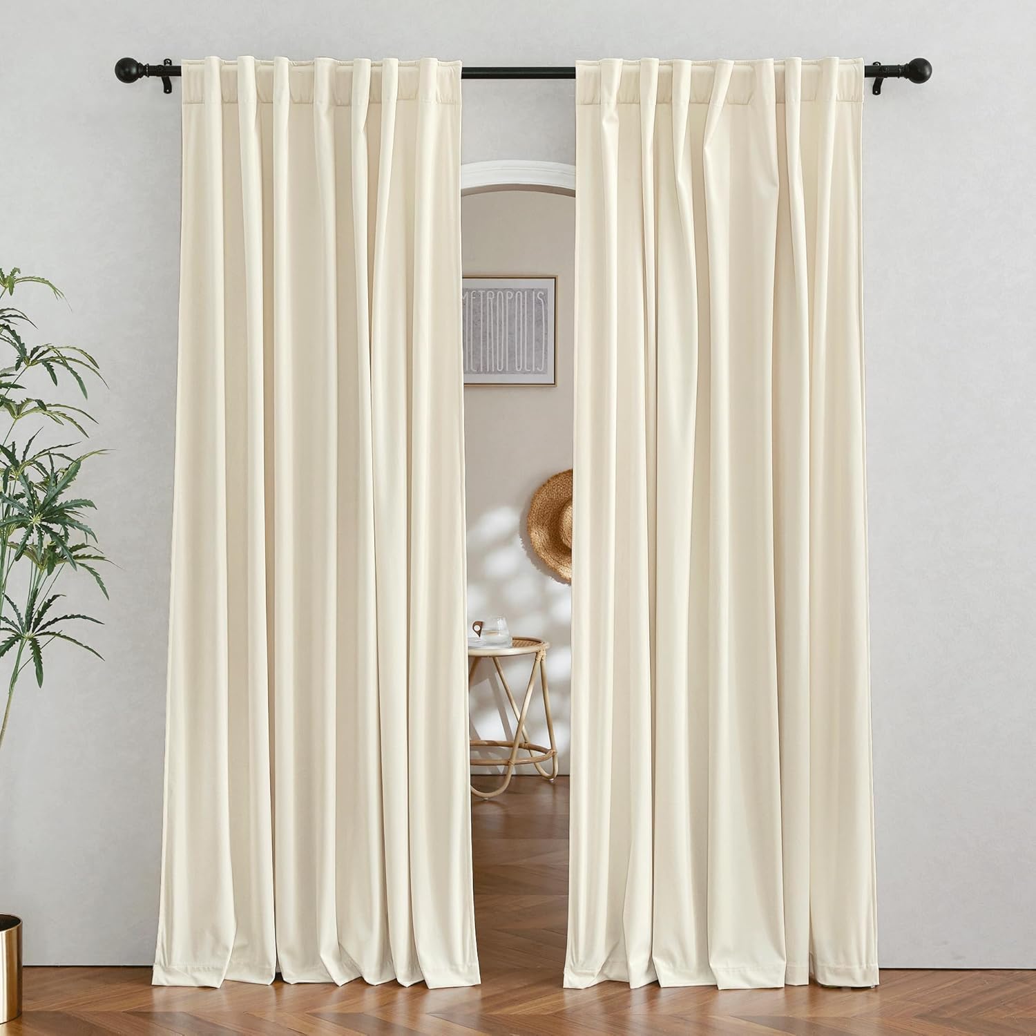 RYB HOME Velvet Curtains 96 inches - Blackout Curtains for Living Room,Thermal Insulated Noise Reducing Panels Luxury Vertical Sense Window Decor for Party Backdrops, Navy Blue, W52 x L96, 2 Panels