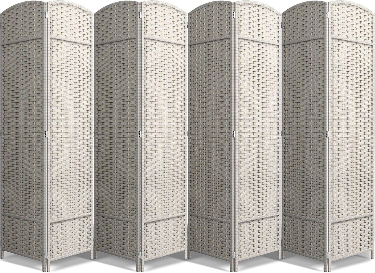 Sorbus 8-Panel Black Room Divider with Double Hinged Panels, 6 ft Tall Folding Privacy Screen