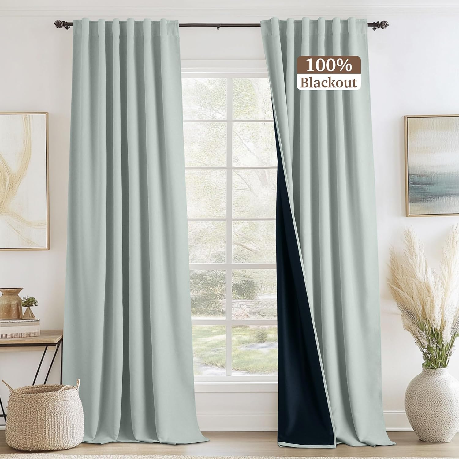 RYB HOME Velvet Curtains 96 inches - Blackout Curtains for Living Room,Thermal Insulated Noise Reducing Panels Luxury Vertical Sense Window Decor for Party Backdrops, Navy Blue, W52 x L96, 2 Panels