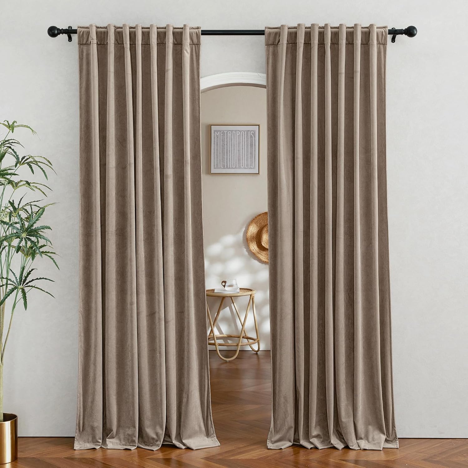 RYB HOME Velvet Curtains 96 inches - Blackout Curtains for Living Room,Thermal Insulated Noise Reducing Panels Luxury Vertical Sense Window Decor for Party Backdrops, Navy Blue, W52 x L96, 2 Panels