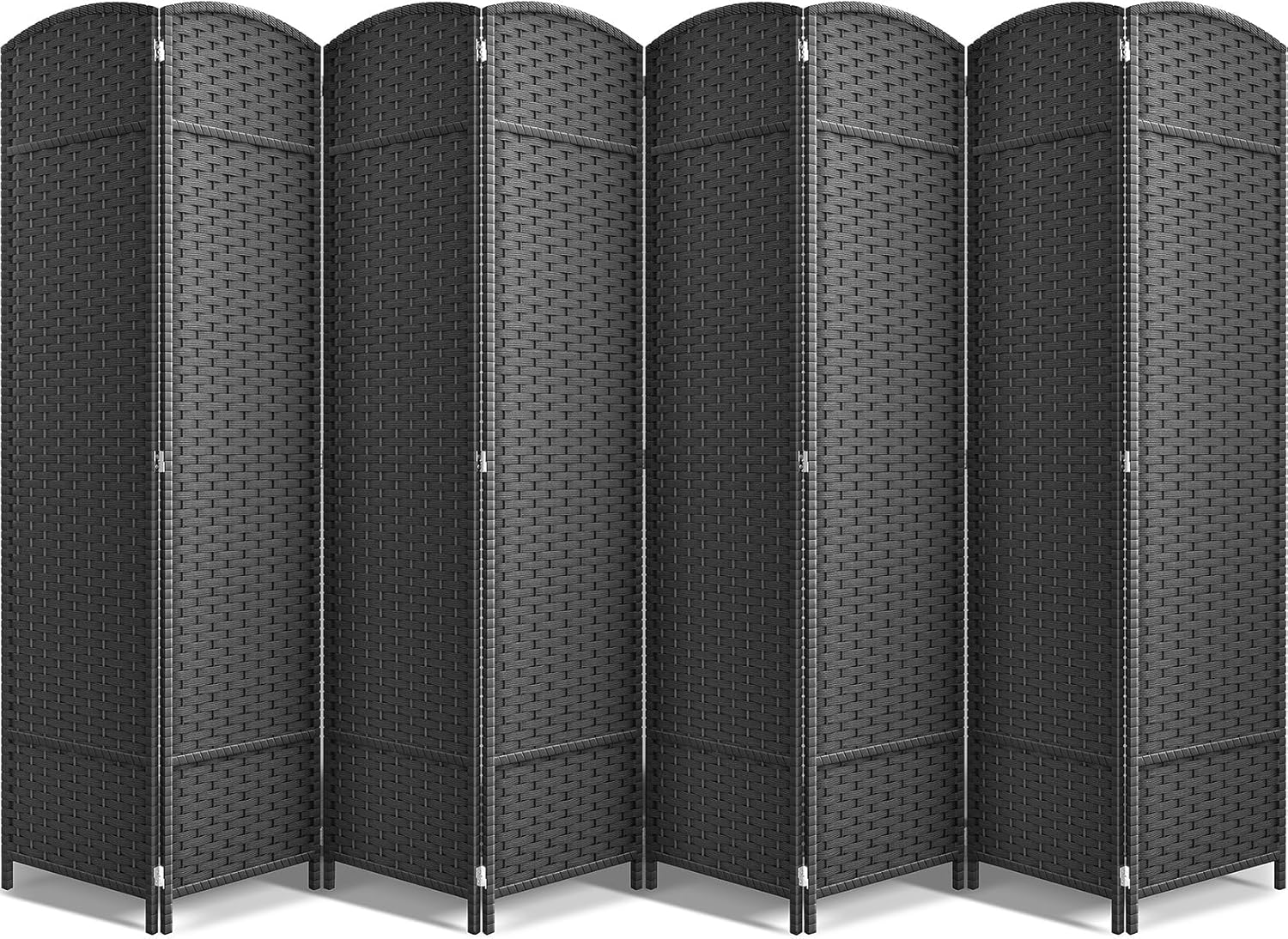 Sorbus 8-Panel Black Room Divider with Double Hinged Panels, 6 ft Tall Folding Privacy Screen