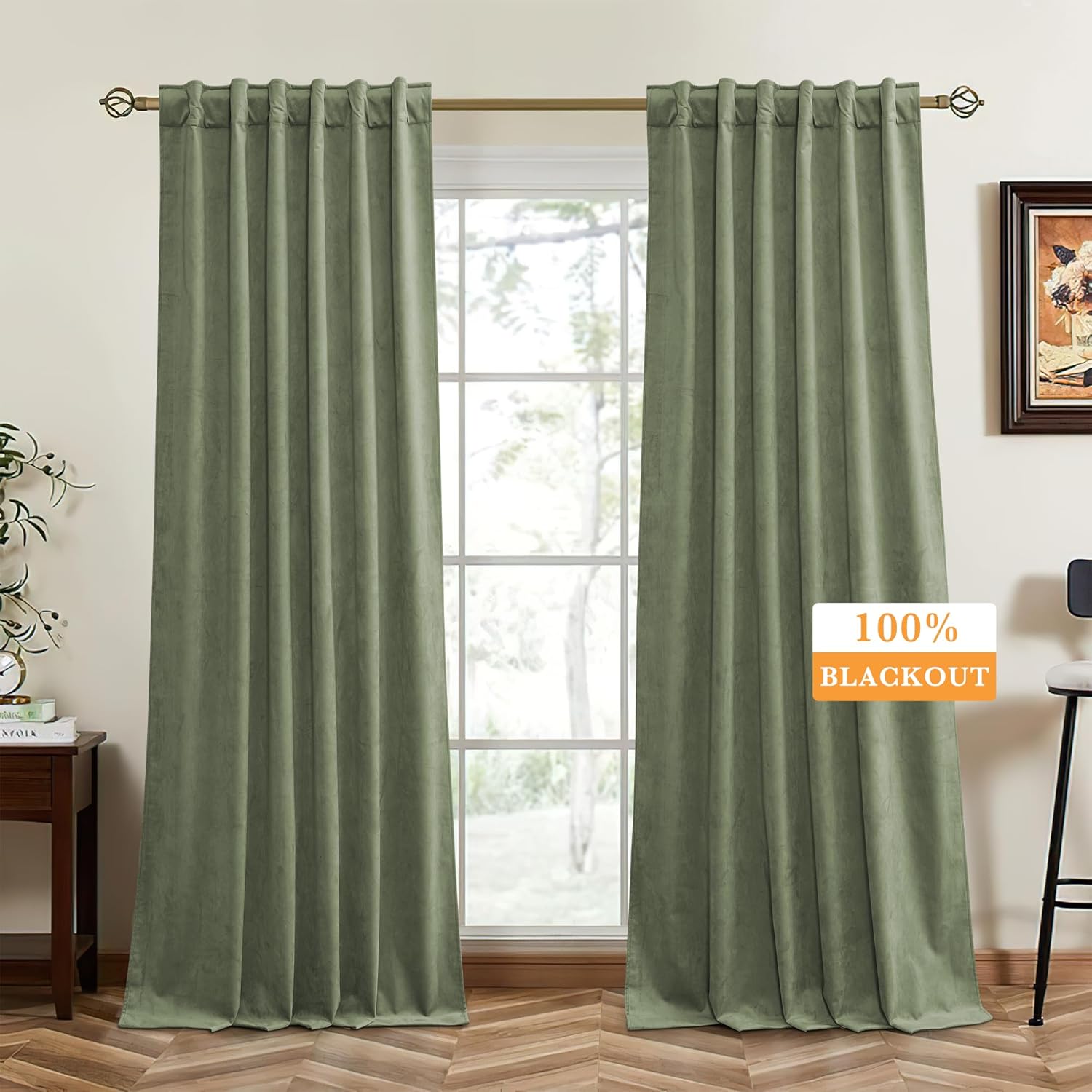 RYB HOME Velvet Curtains 96 inches - Blackout Curtains for Living Room,Thermal Insulated Noise Reducing Panels Luxury Vertical Sense Window Decor for Party Backdrops, Navy Blue, W52 x L96, 2 Panels