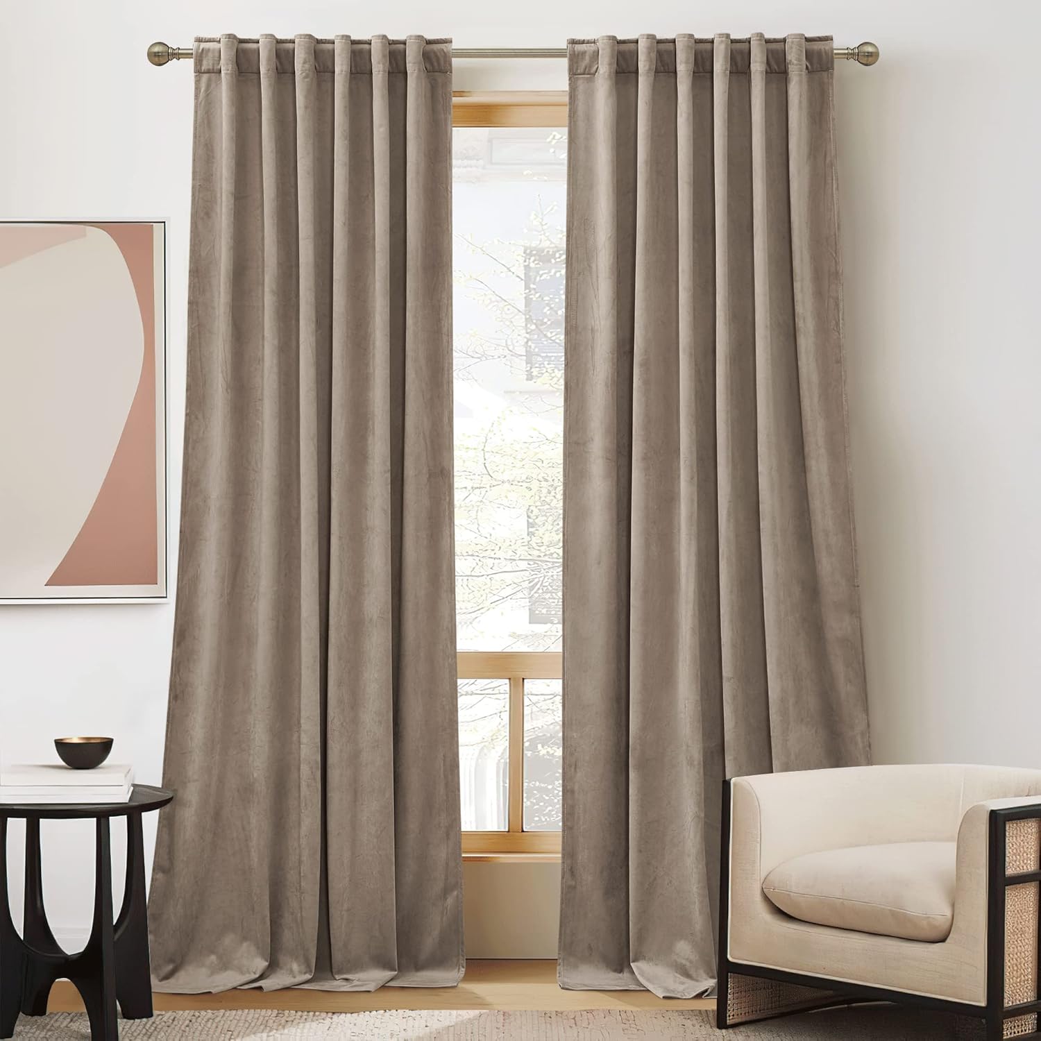 RYB HOME Velvet Curtains 96 inches - Blackout Curtains for Living Room,Thermal Insulated Noise Reducing Panels Luxury Vertical Sense Window Decor for Party Backdrops, Navy Blue, W52 x L96, 2 Panels