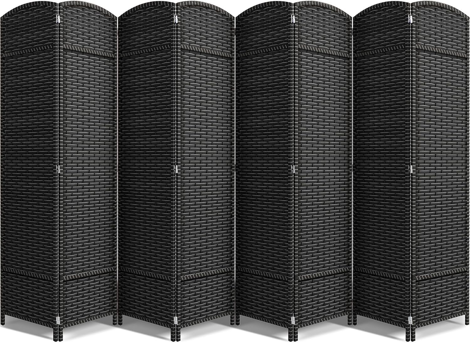 Sorbus 8-Panel Black Room Divider with Double Hinged Panels, 6 ft Tall Folding Privacy Screen