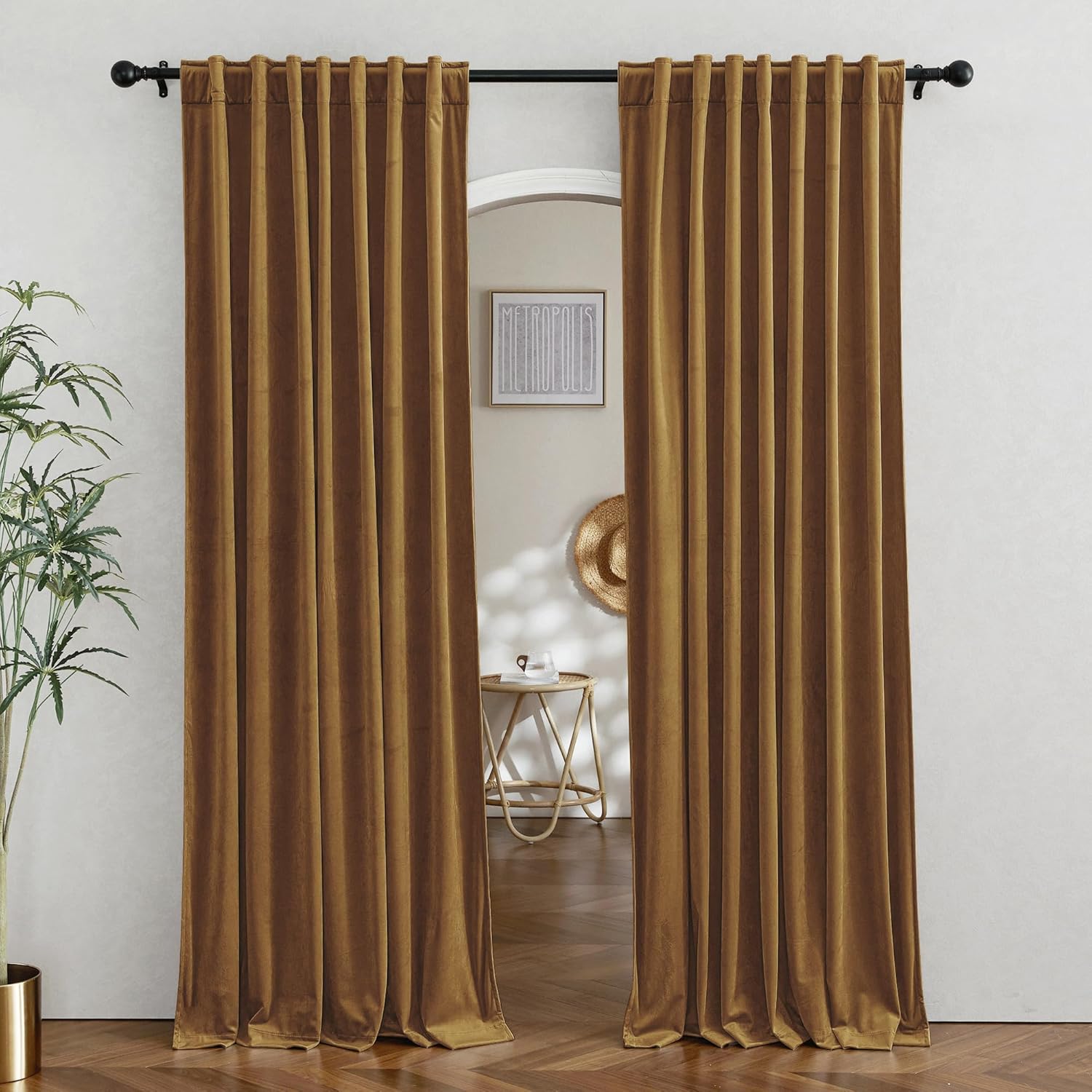RYB HOME Velvet Curtains 96 inches - Blackout Curtains for Living Room,Thermal Insulated Noise Reducing Panels Luxury Vertical Sense Window Decor for Party Backdrops, Navy Blue, W52 x L96, 2 Panels