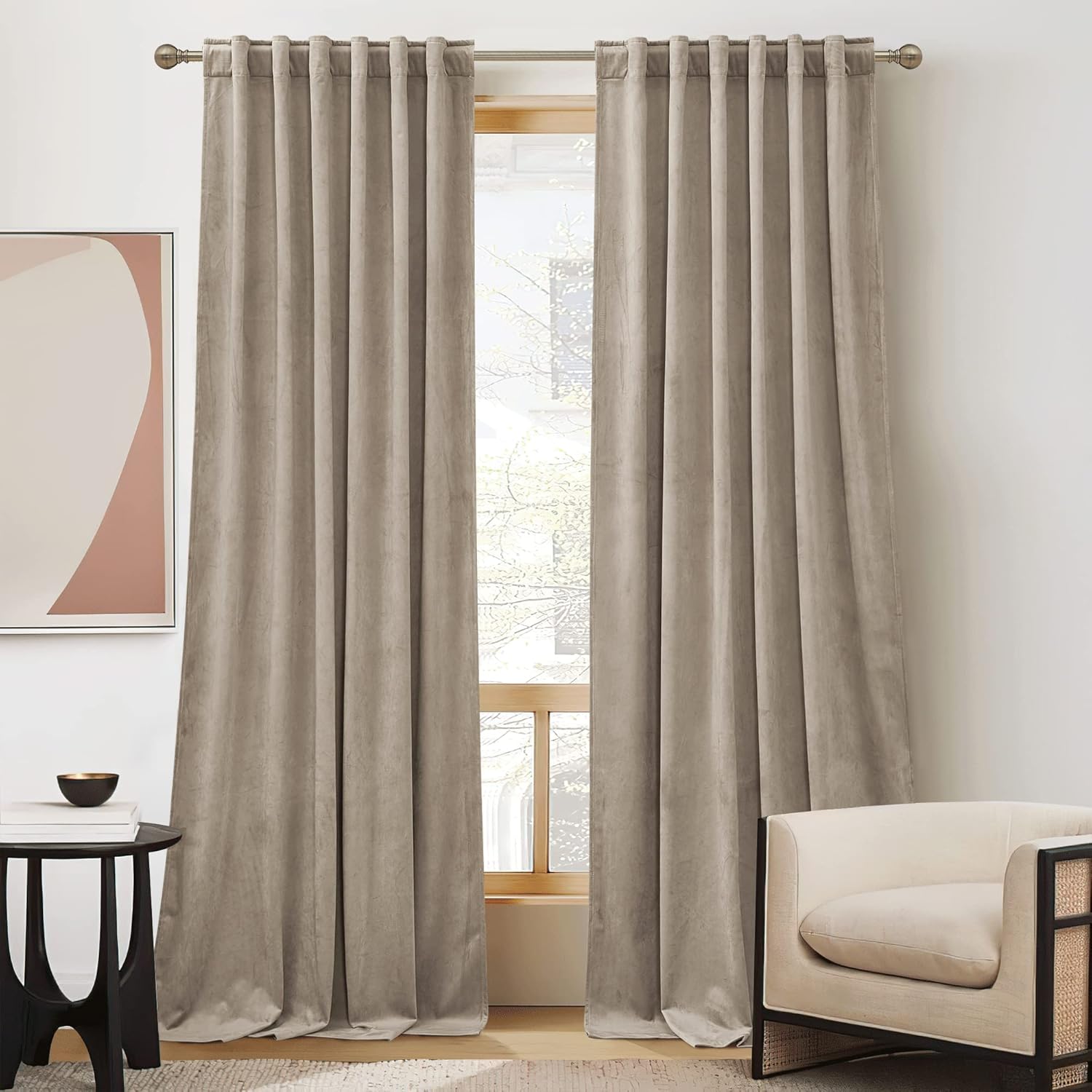 RYB HOME Velvet Curtains 96 inches - Blackout Curtains for Living Room,Thermal Insulated Noise Reducing Panels Luxury Vertical Sense Window Decor for Party Backdrops, Navy Blue, W52 x L96, 2 Panels