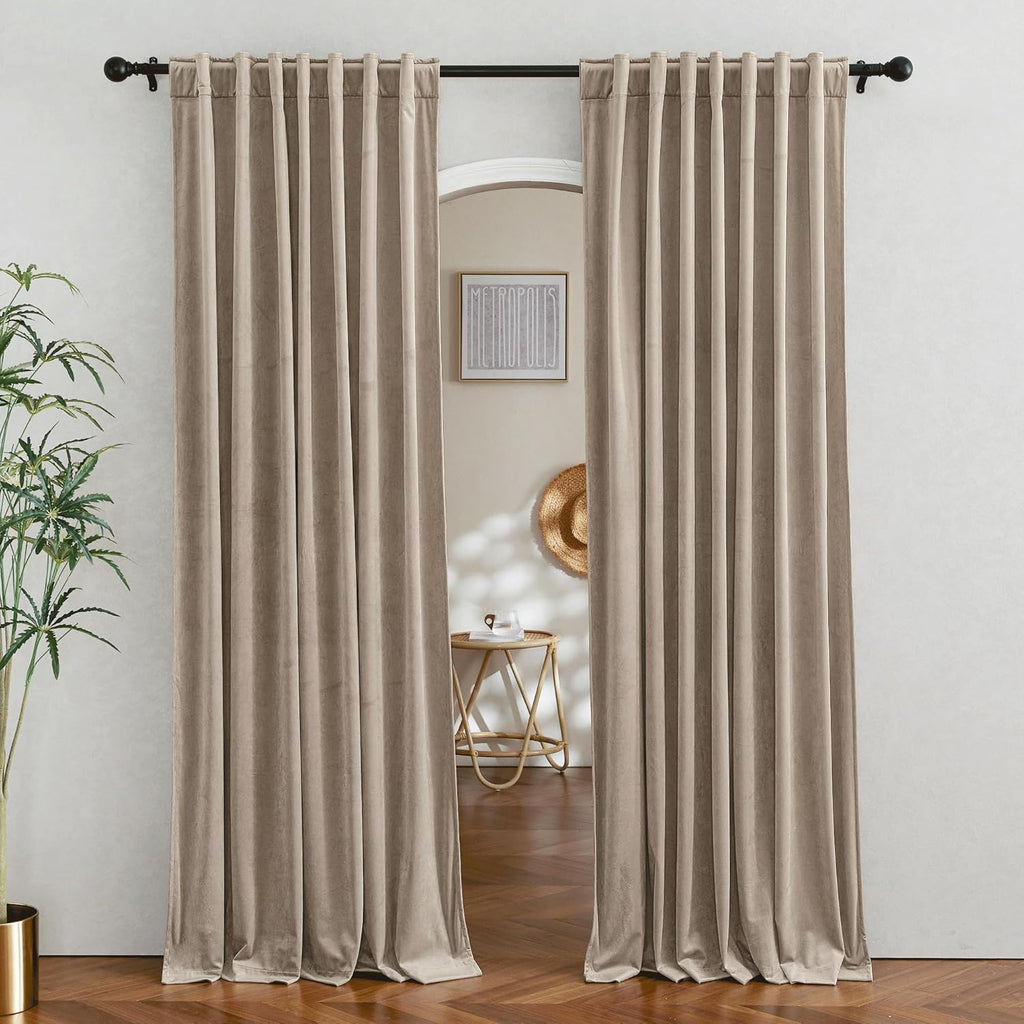 RYB HOME Velvet Curtains 96 inches - Blackout Curtains for Living Room,Thermal Insulated Noise Reducing Panels Luxury Vertical Sense Window Decor for Party Backdrops, Navy Blue, W52 x L96, 2 Panels