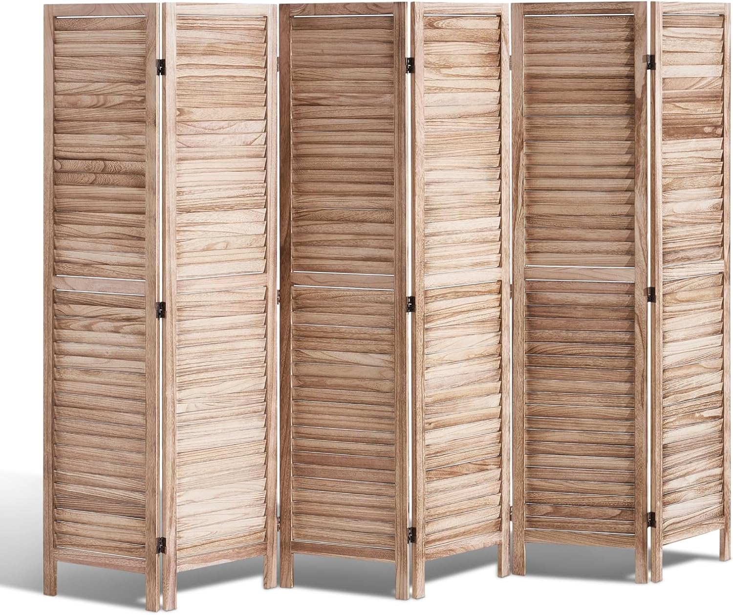 VEVOR Wood Room Divider, 8 Panel Wood Folding Privacy Screen, 66.9 Inches Tall Indoor Louvered Wooden Partition, Portable Decoration Screen, for Room Separation, Home, Office, Restaurant & Bedroom