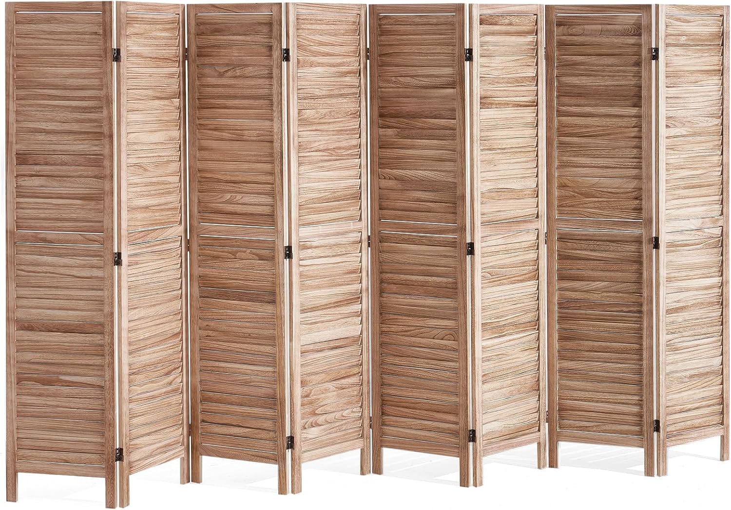 VEVOR Wood Room Divider, 8 Panel Wood Folding Privacy Screen, 66.9 Inches Tall Indoor Louvered Wooden Partition, Portable Decoration Screen, for Room Separation, Home, Office, Restaurant & Bedroom