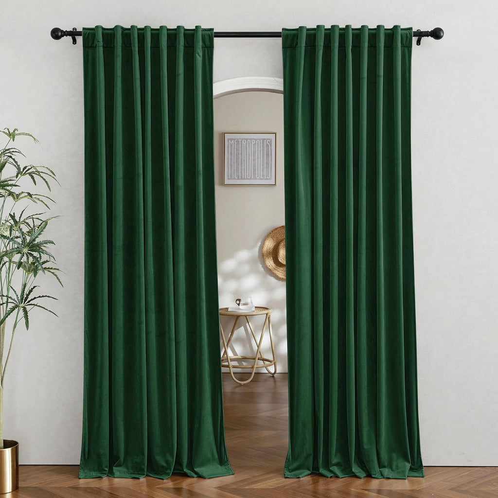 RYB HOME Velvet Curtains 96 inches - Blackout Curtains for Living Room,Thermal Insulated Noise Reducing Panels Luxury Vertical Sense Window Decor for Party Backdrops, Navy Blue, W52 x L96, 2 Panels