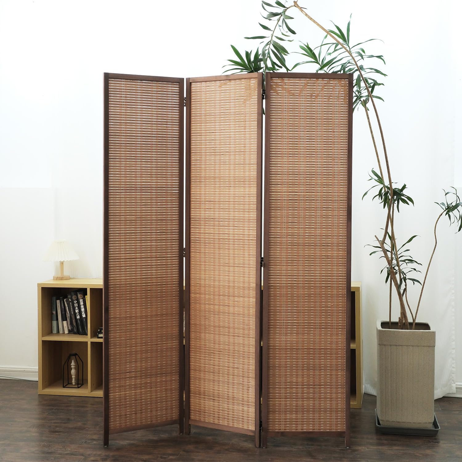 6 Panel Room Divider and Folding Screen Room Divider,Bamboo Room Divider for Room Separation,67" H x 92.1" W