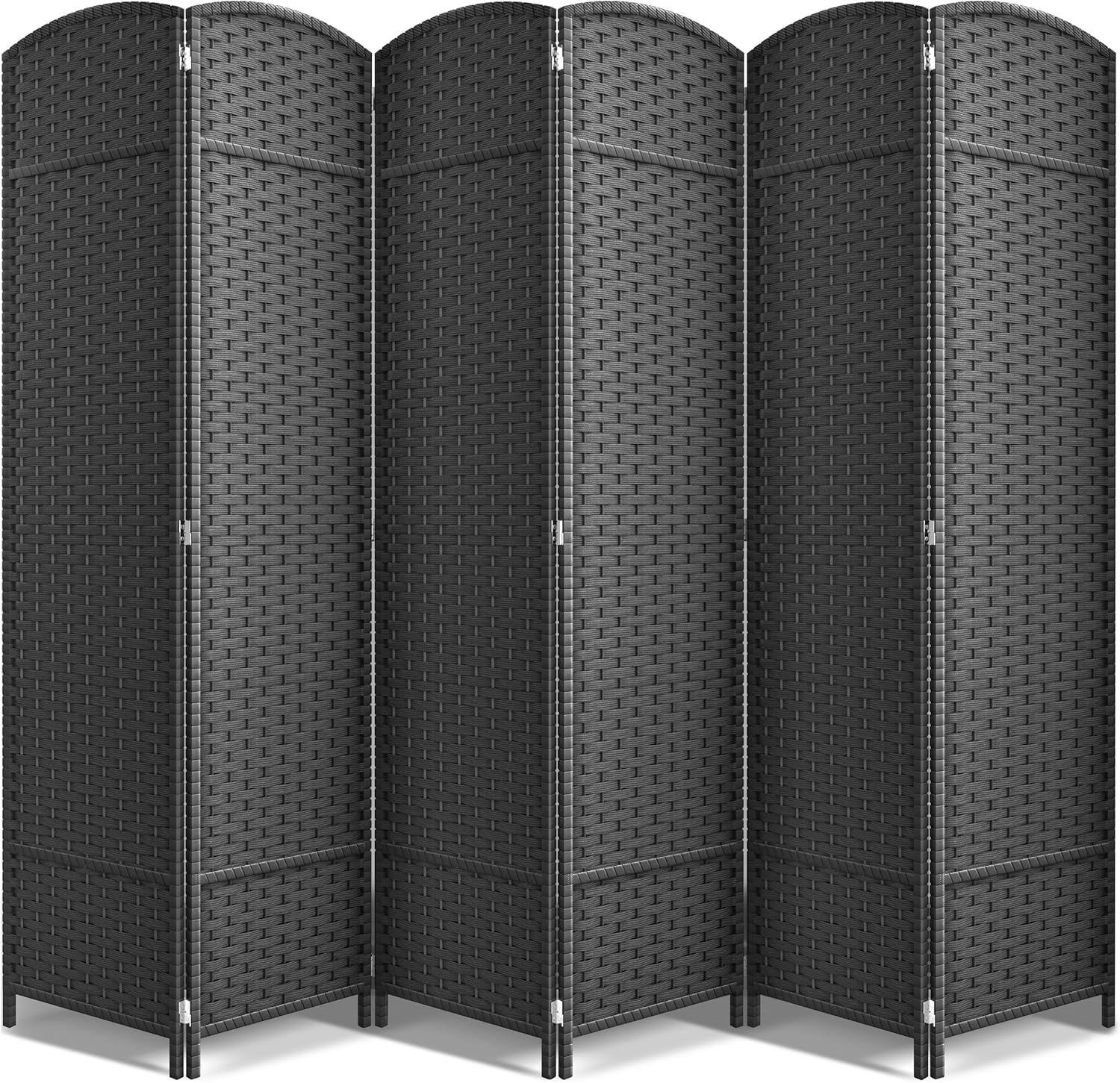Sorbus 8-Panel Black Room Divider with Double Hinged Panels, 6 ft Tall Folding Privacy Screen