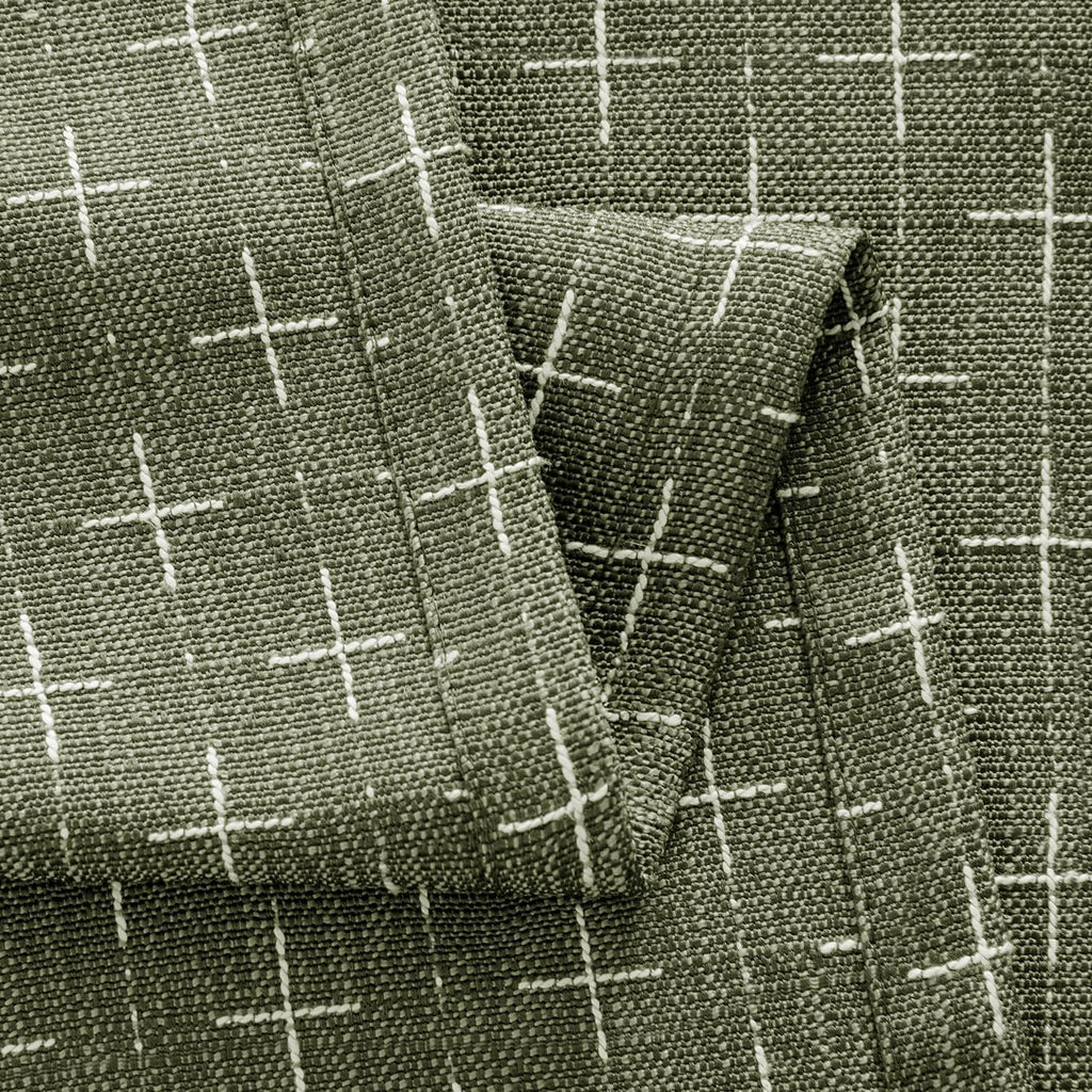 MIULEE Decorative Back Tab Linen Curtains with Geometric Pattern for Living Room Bedroom Farmhouse Rustic Thick Woven Textured Patterned Mudcloth Drapes 90 Inch Long 2 Panels Set, Olive Green