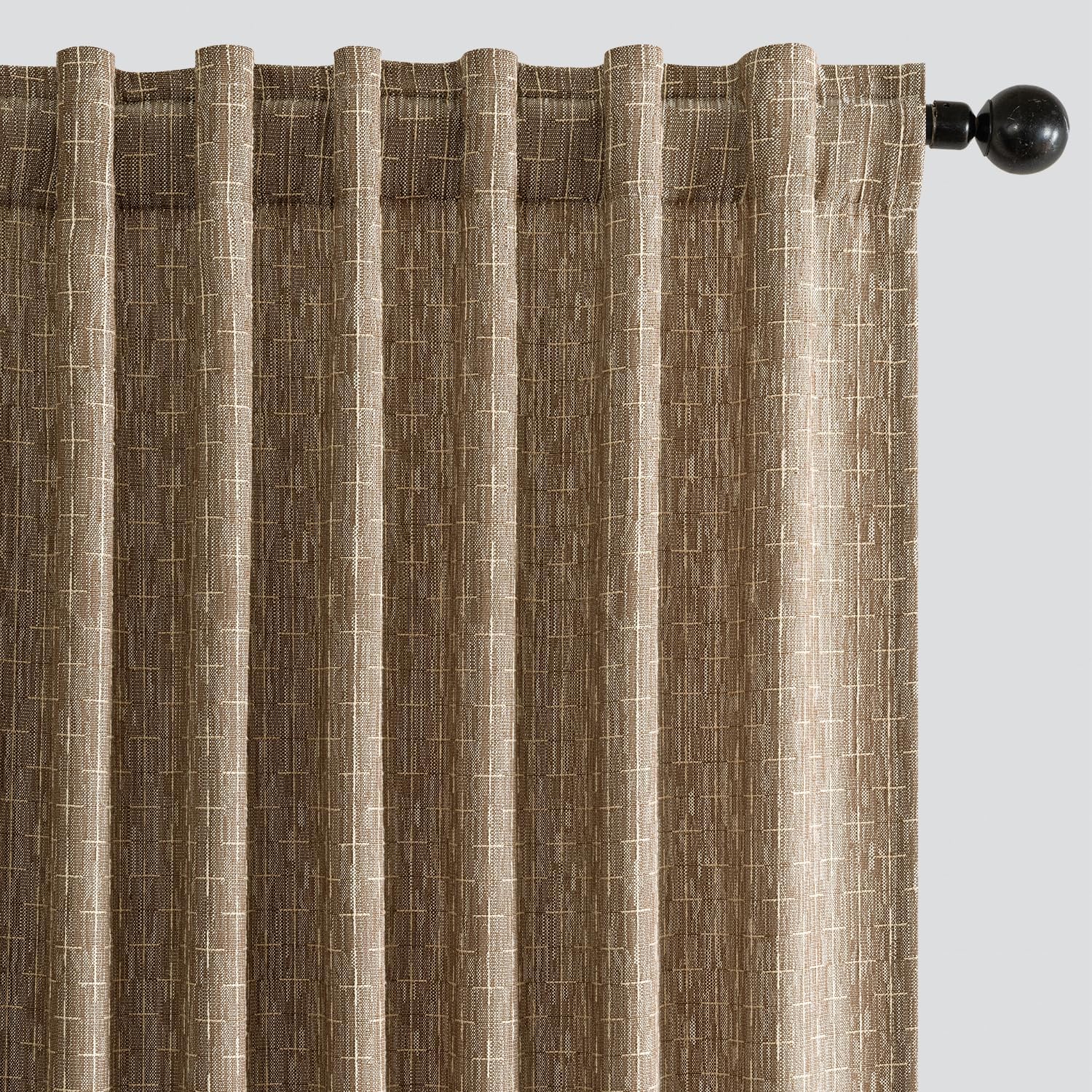 MIULEE Decorative Back Tab Linen Curtains with Geometric Pattern for Living Room Bedroom Farmhouse Rustic Thick Woven Textured Patterned Mudcloth Drapes 90 Inch Long 2 Panels Set, Olive Green