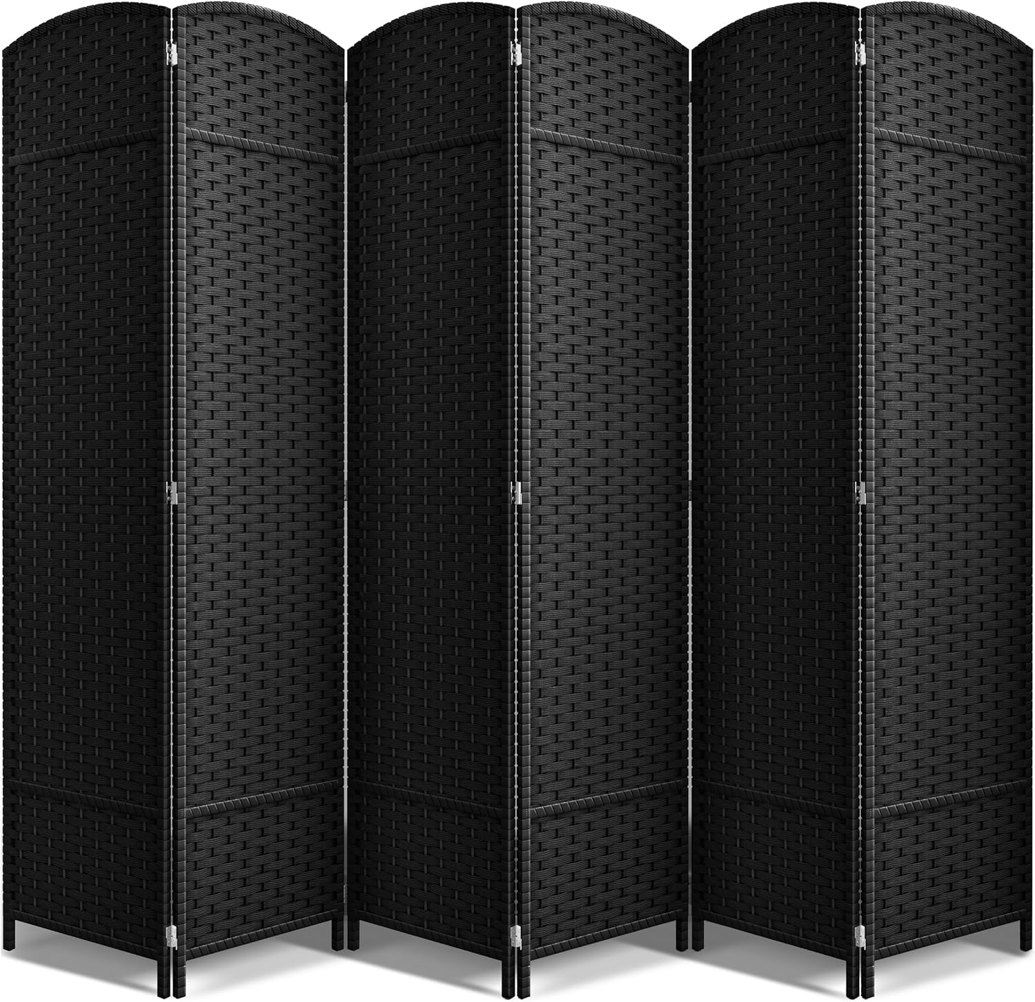 Sorbus 8-Panel Black Room Divider with Double Hinged Panels, 6 ft Tall Folding Privacy Screen
