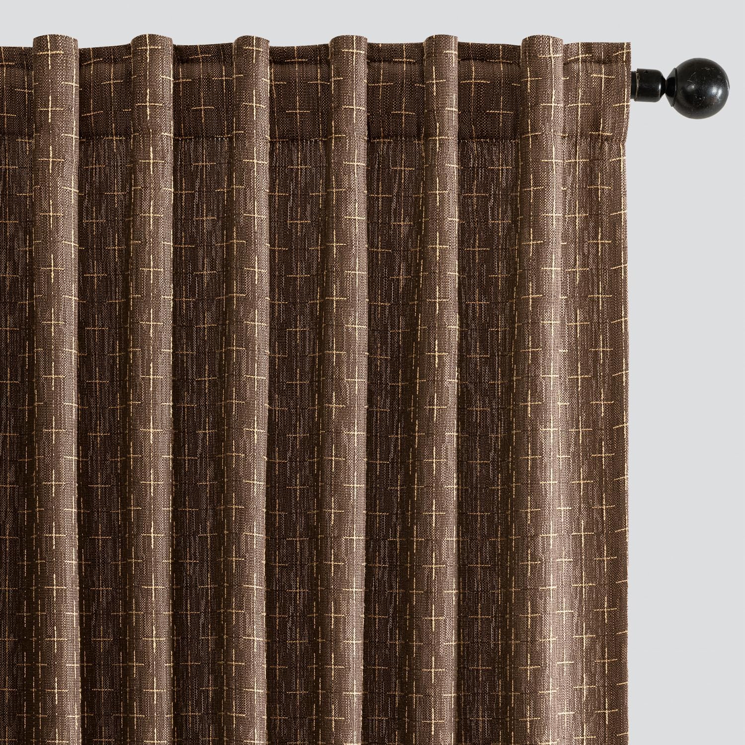 MIULEE Decorative Back Tab Linen Curtains with Geometric Pattern for Living Room Bedroom Farmhouse Rustic Thick Woven Textured Patterned Mudcloth Drapes 90 Inch Long 2 Panels Set, Olive Green