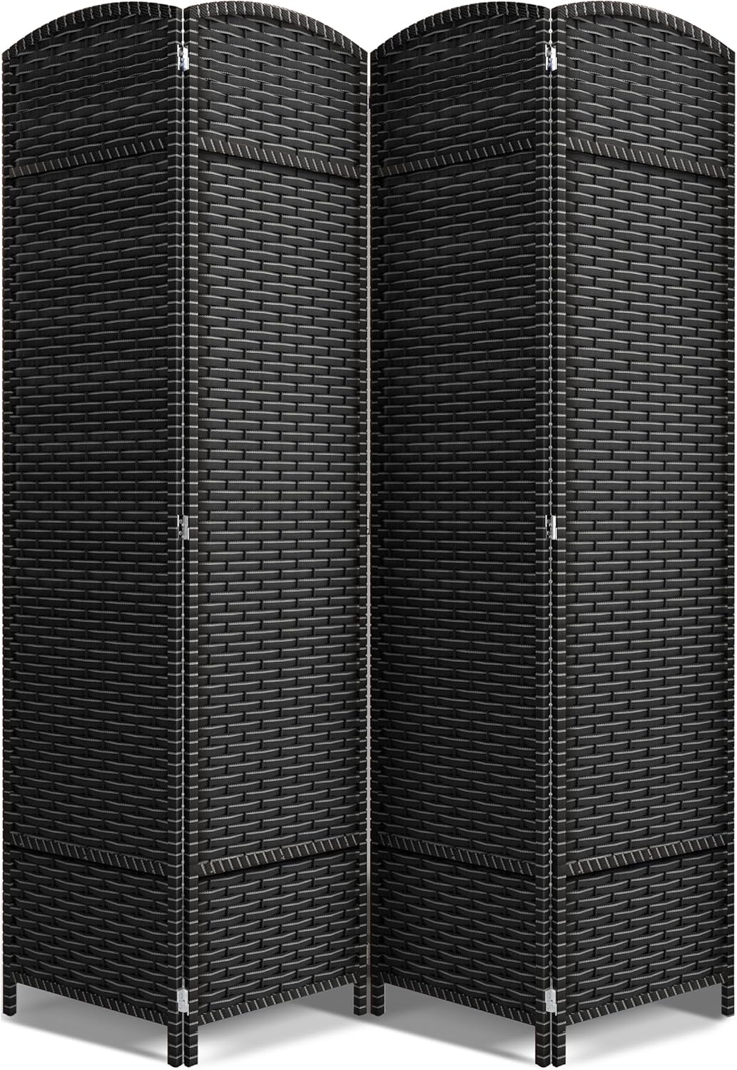 Sorbus 8-Panel Black Room Divider with Double Hinged Panels, 6 ft Tall Folding Privacy Screen