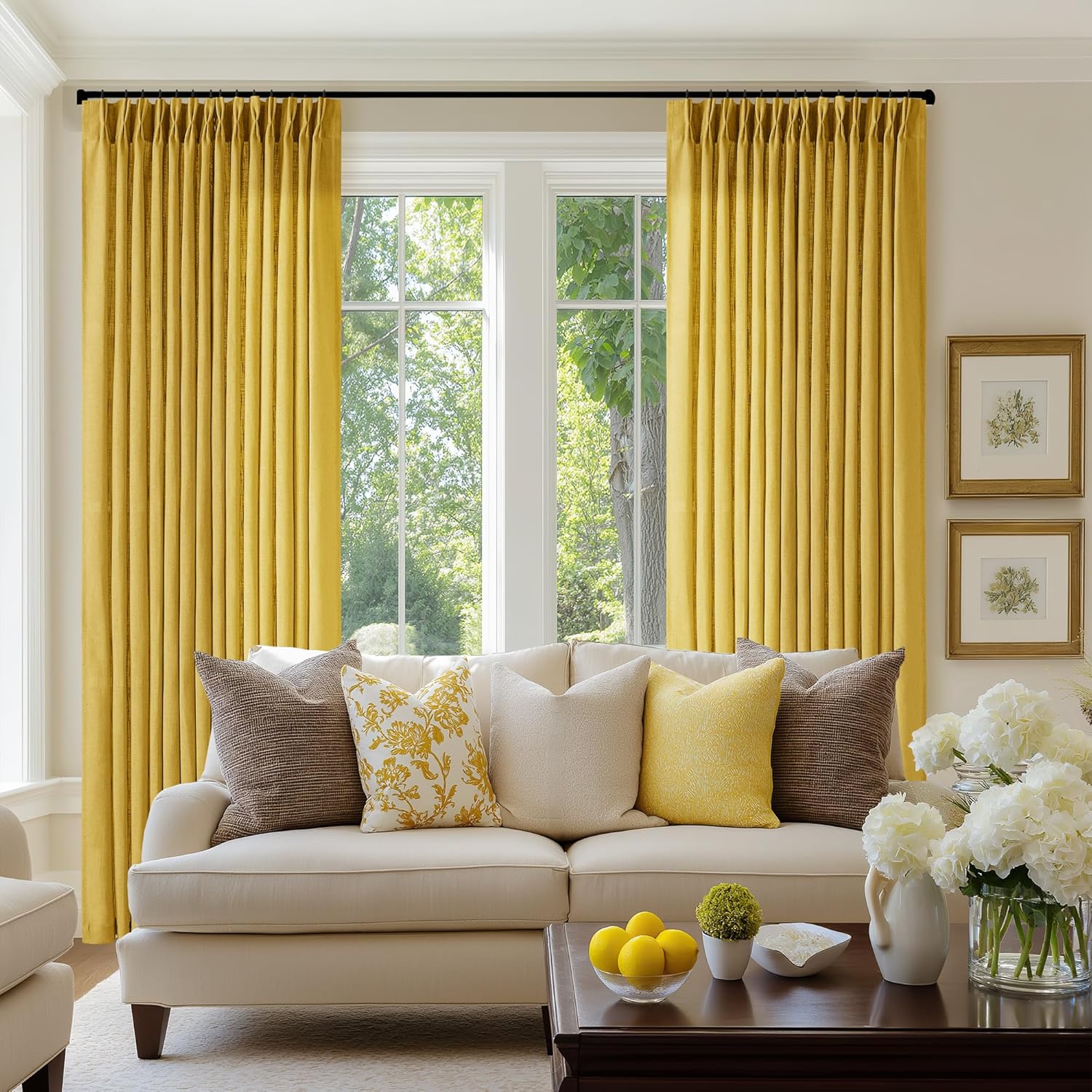 Natural Pinch Pleated Linen Curtains 84 Inch Length 2 Panels for Living Room Bedroom Textured Cream Ivory Birch Semi Sheer Boho Neutral Back Tab Pinch Pleat Hooks Rings Window Curtain 84 Inches Long